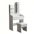 Fashion Vanity Desk With Mirror And Lights For Makeup, Hair Dryer Holder And Chair, Adjustable Lighting - White