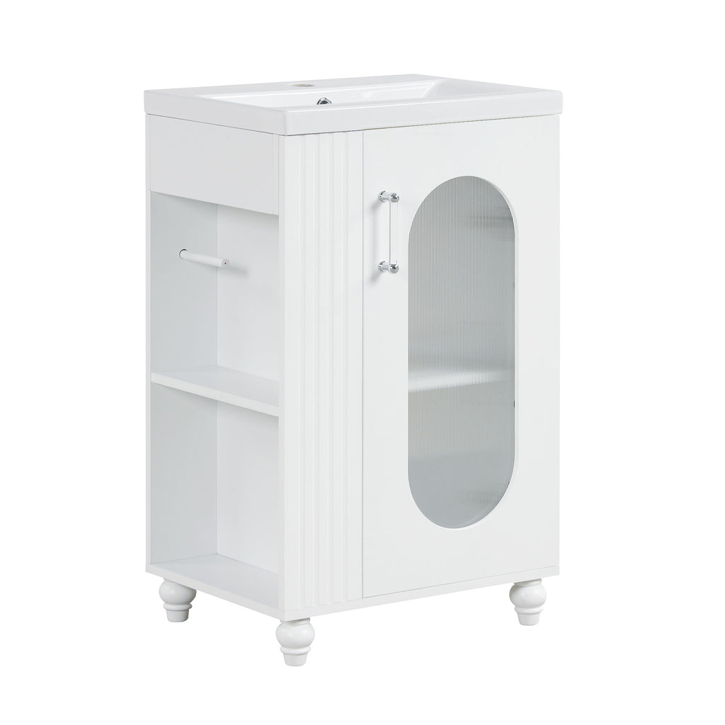 Modern Bathroom Vanity With Sink, Adjustable 2 Tier Shelf