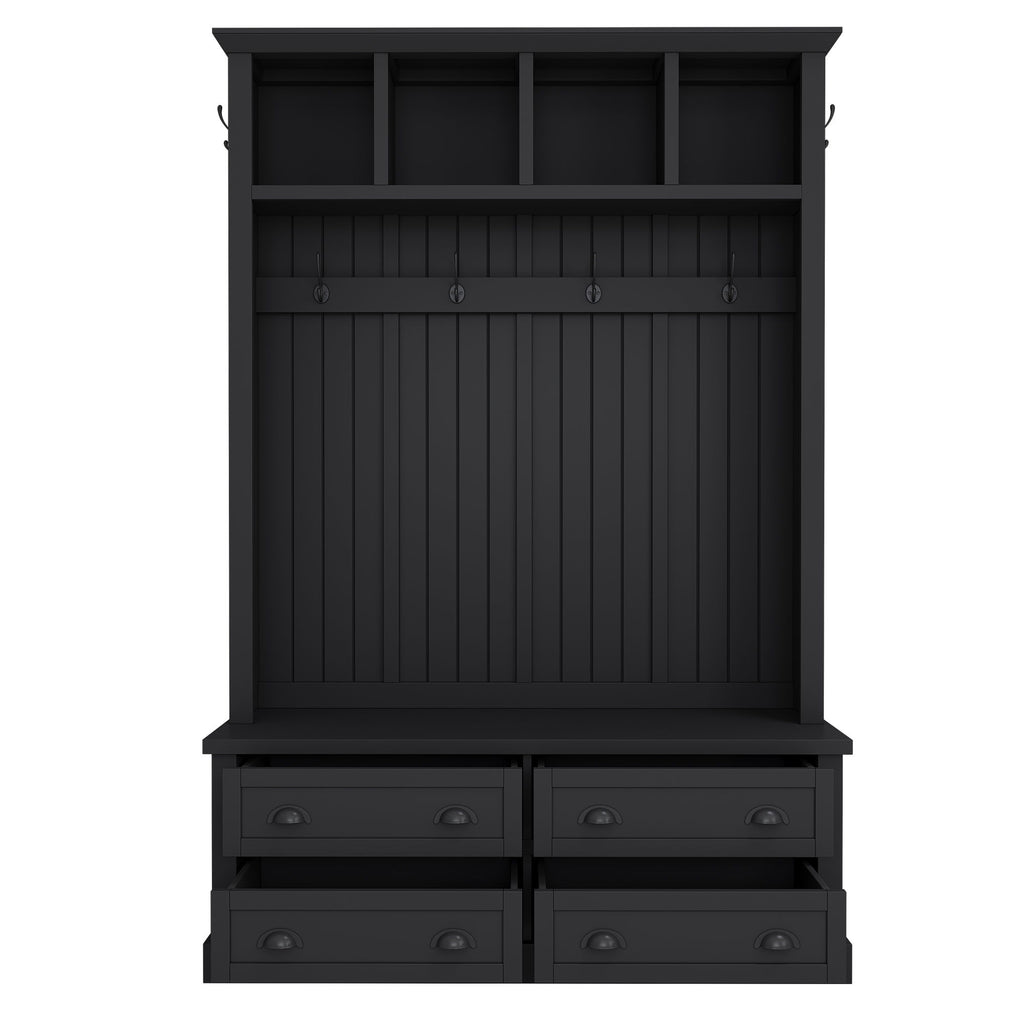 Hall Tree With 4 Drawers, Coat Rack With 6 Hooks