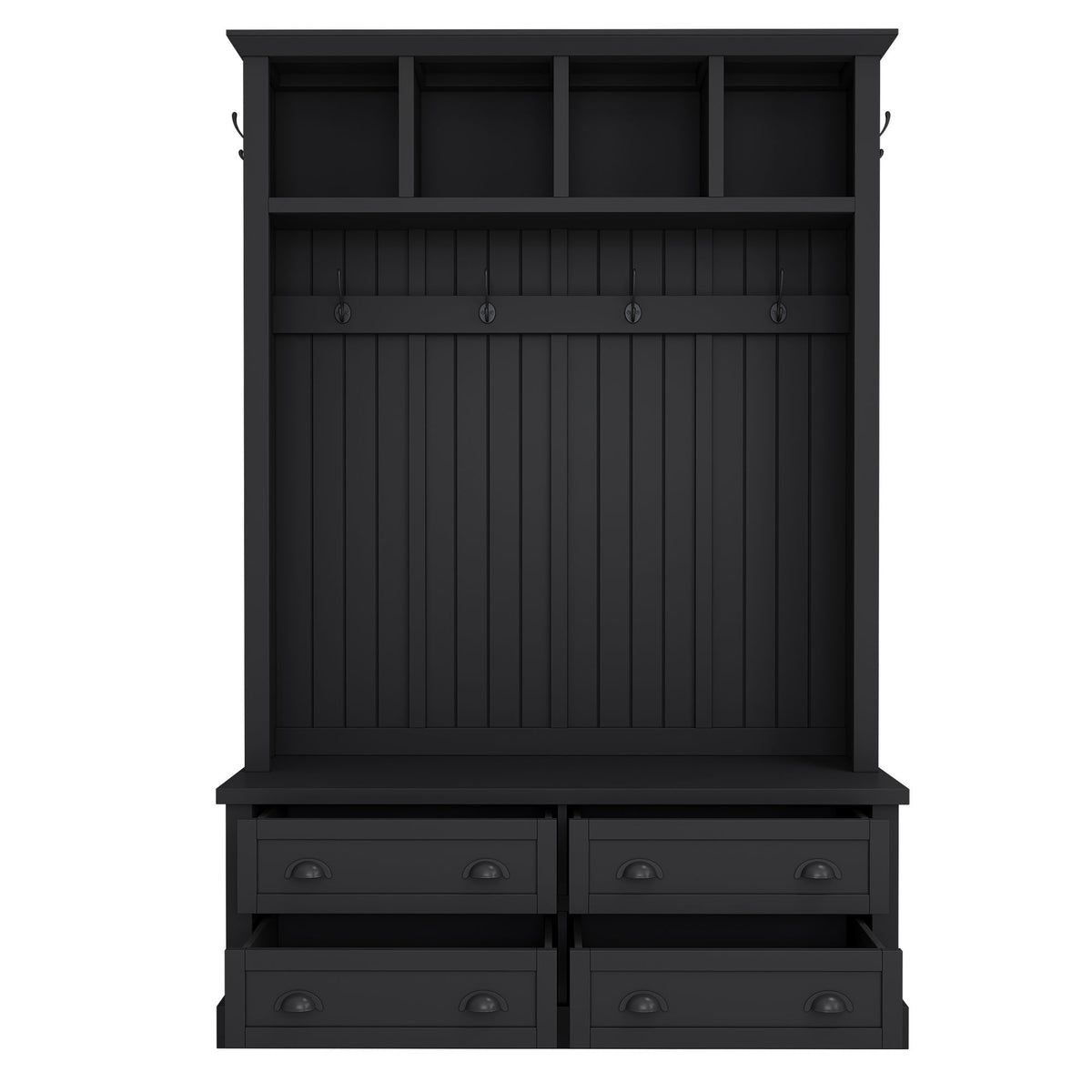 Hall Tree With 4 Drawers, Coat Rack With 6 Hooks