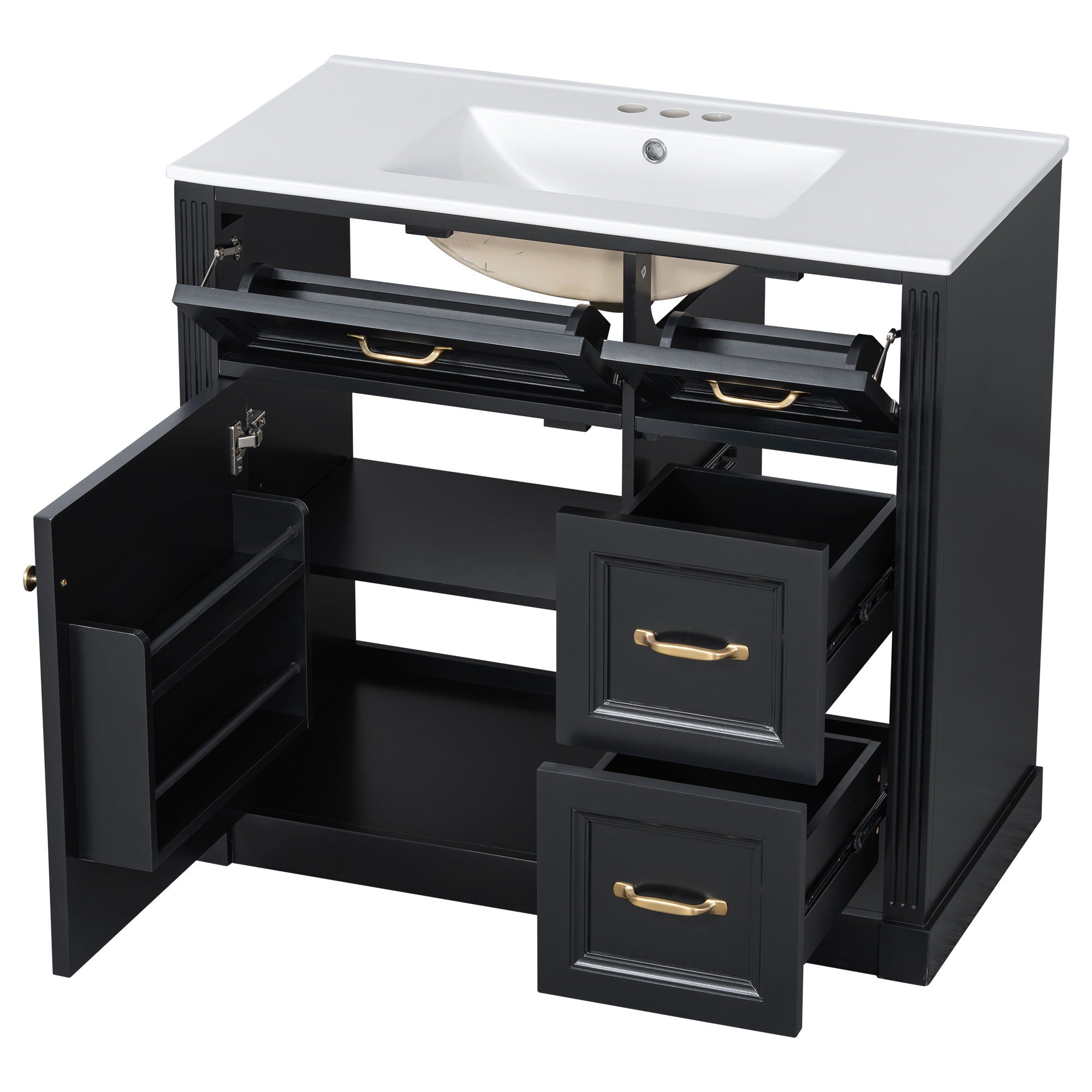 Modern Bathroom Vanity With Sink, 4 Drawers, Soft-Close Door, Adjustable Shelf
