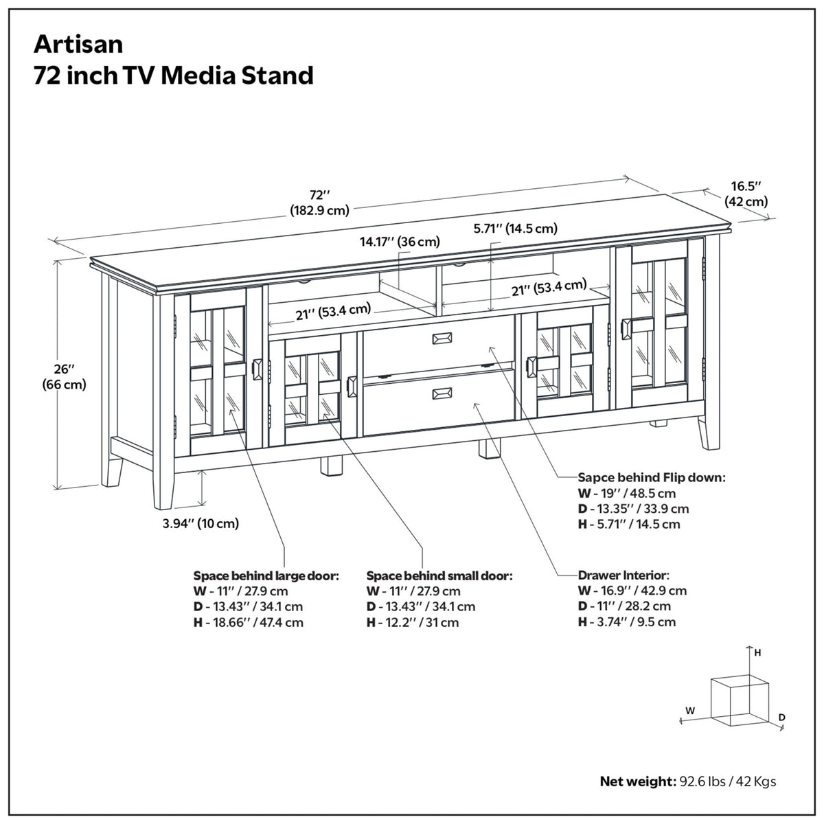 Artisan - TV Media Stand - Distressed Gray