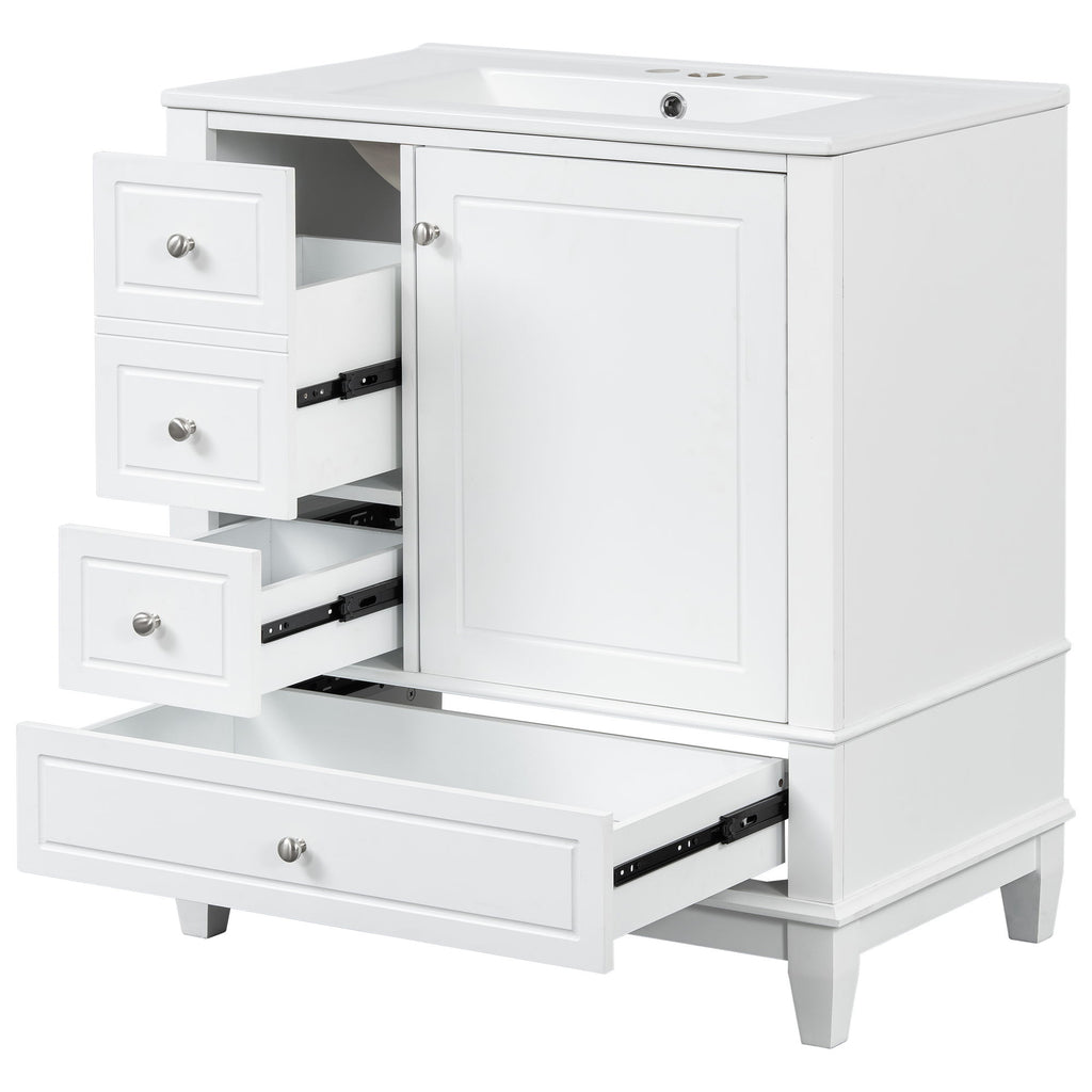 Freestanding Bathroom Vanity With Sink, Soft Close Door, 3 Drawers