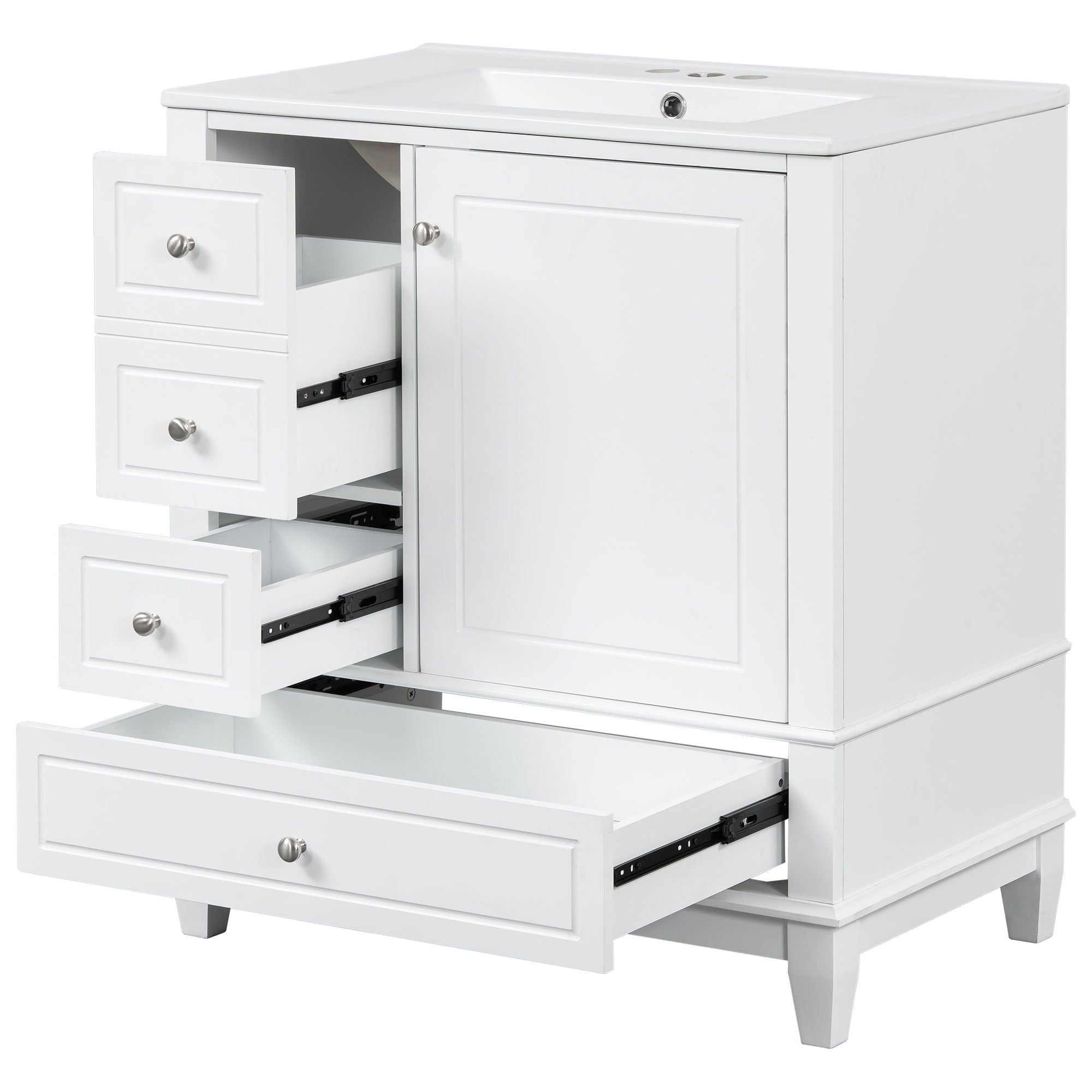 Freestanding Bathroom Vanity With Sink, Soft Close Door, 3 Drawers