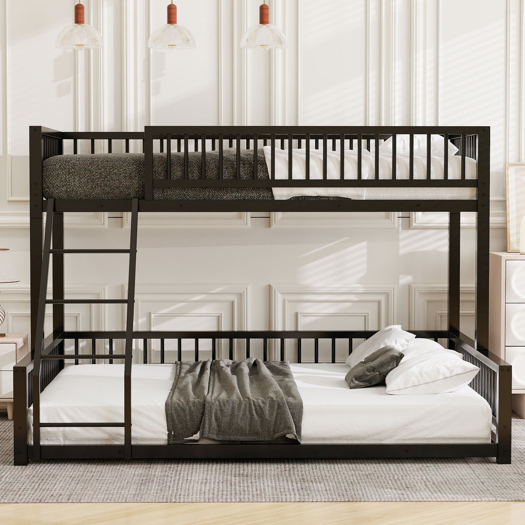 Bunk Bed With Ladder And Safety Guardrails