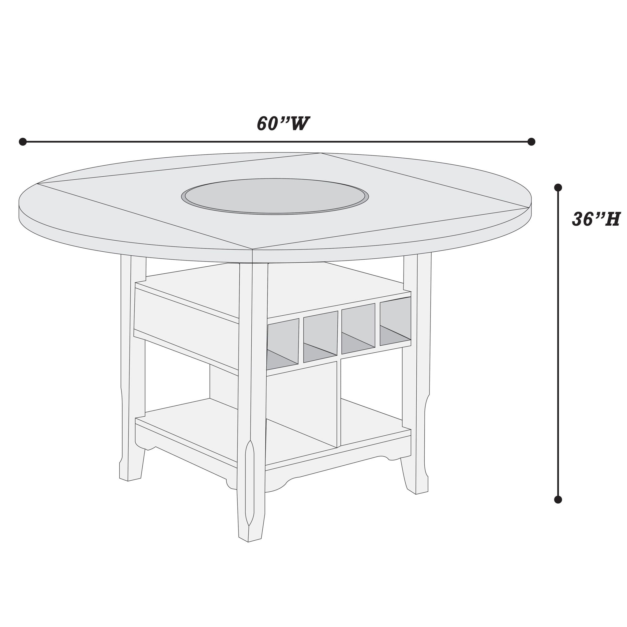 Counter Height Dining Table With Built In Lazy Susan And Storage Shelves