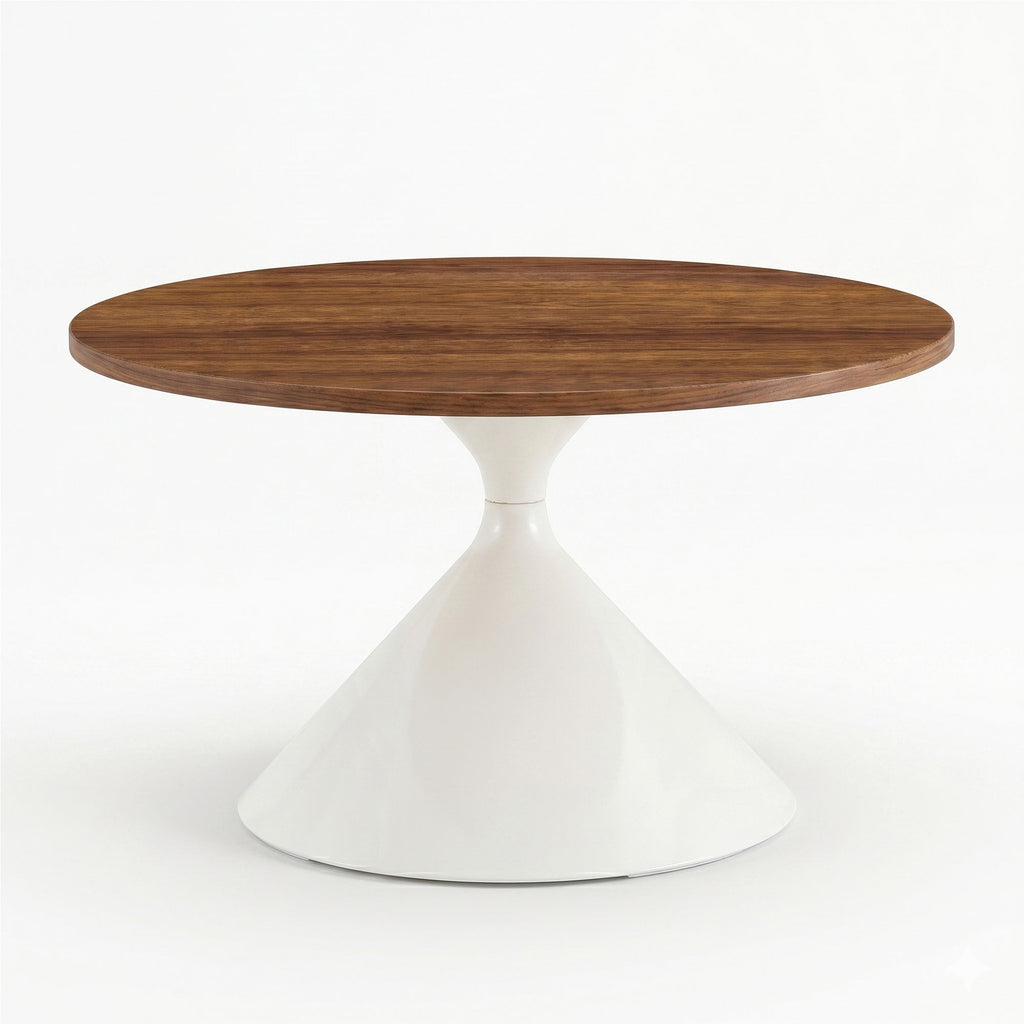 2 Piece Round Coffee Table Set - Walnut / White