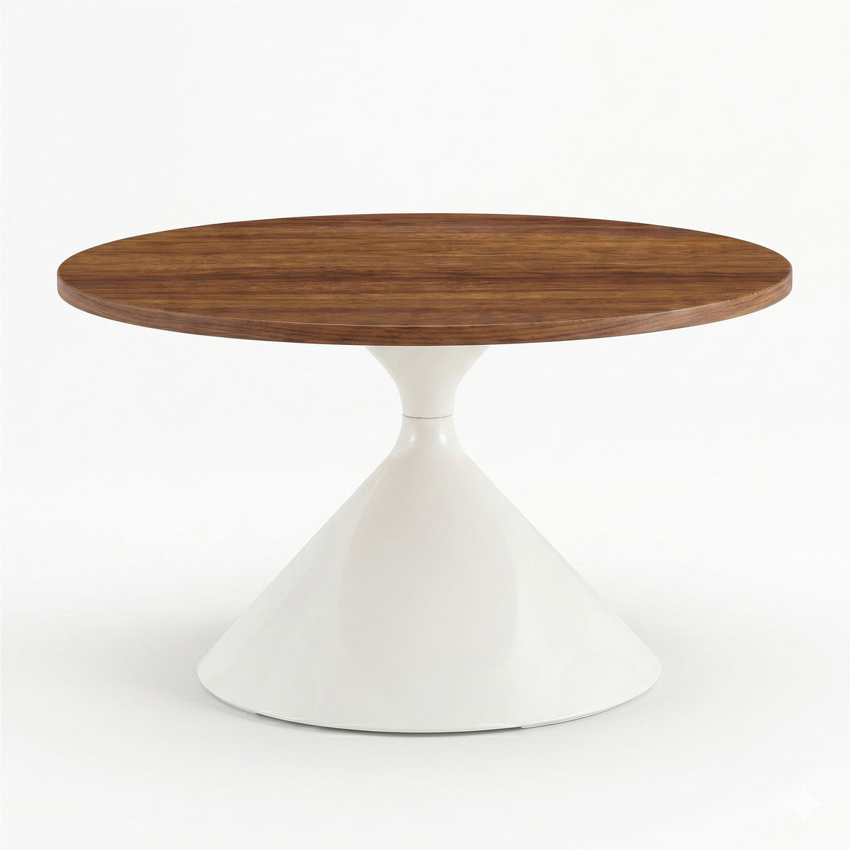 2 Piece Round Coffee Table Set - Walnut / White