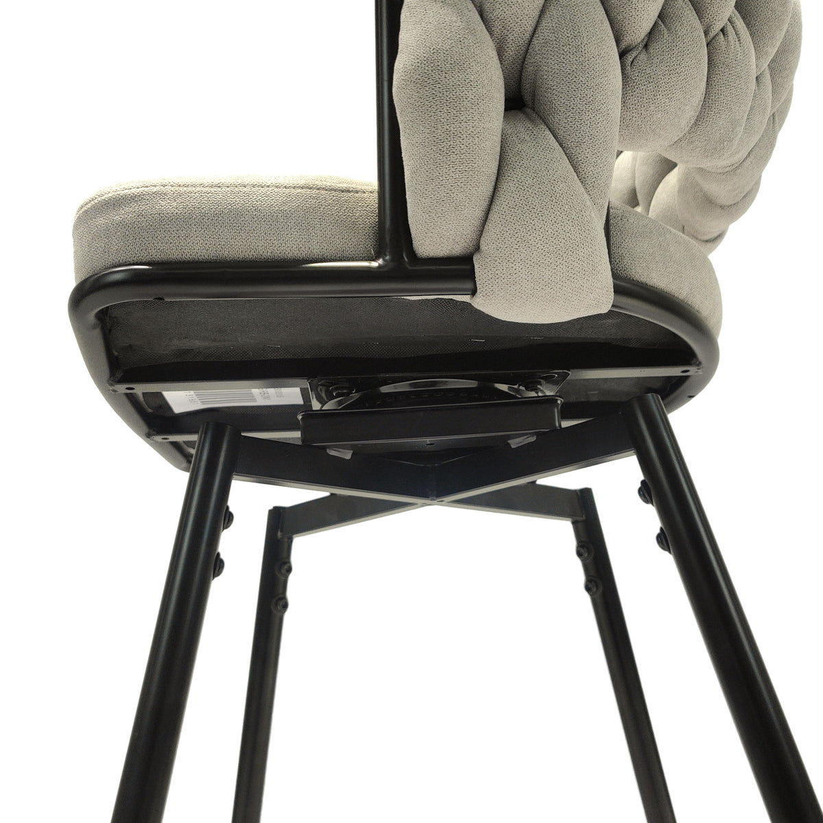 28" Bar Chair Linen Woven Bar Stool (Set of 2) Upholstered With Legs, 360 Swivel, Counter Arm Chairs With Back Footrest - Gray
