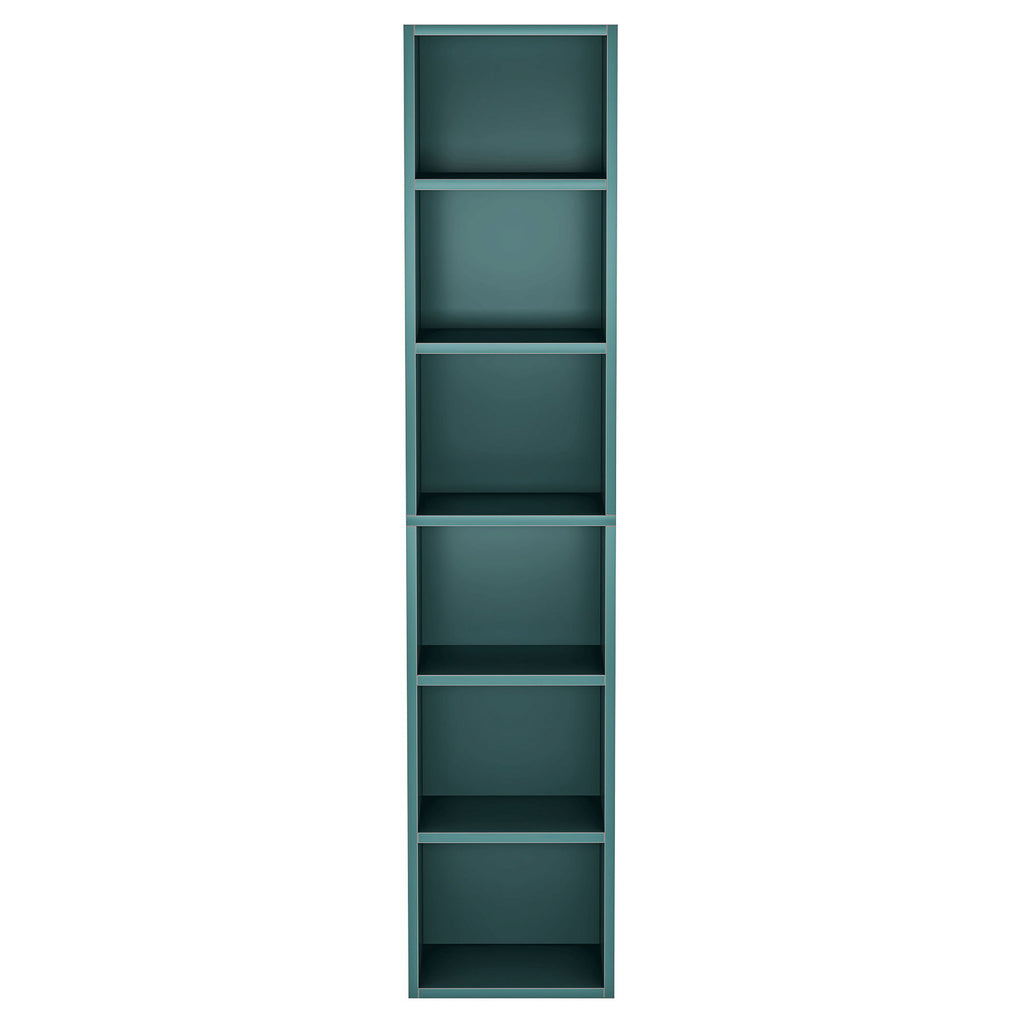 6 Tier Narrow Corner Cube Bookcase Storage, Freestanding Shelf With Open Cubes For Living Room