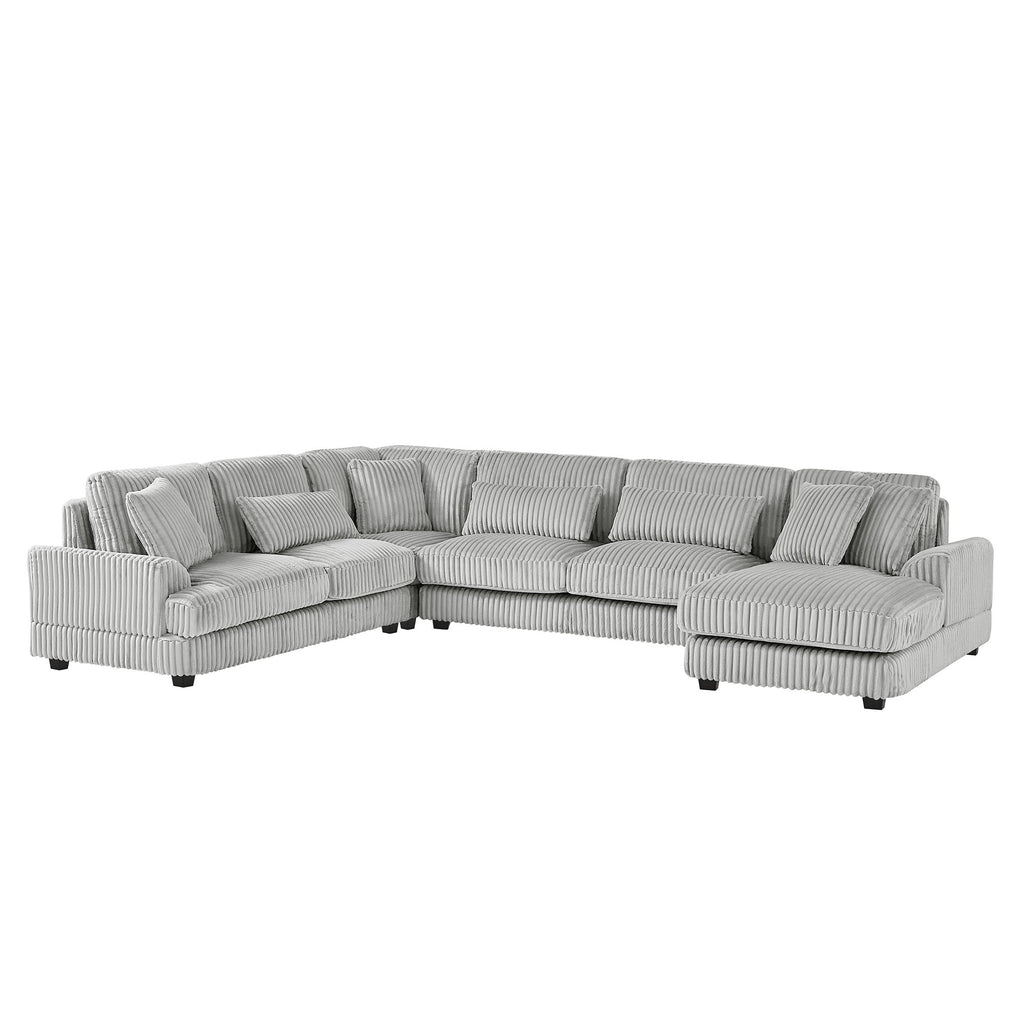 U - Shaped Sectional Sofa With Chaise Lounge, Oversized Living Room Sofa - Gray