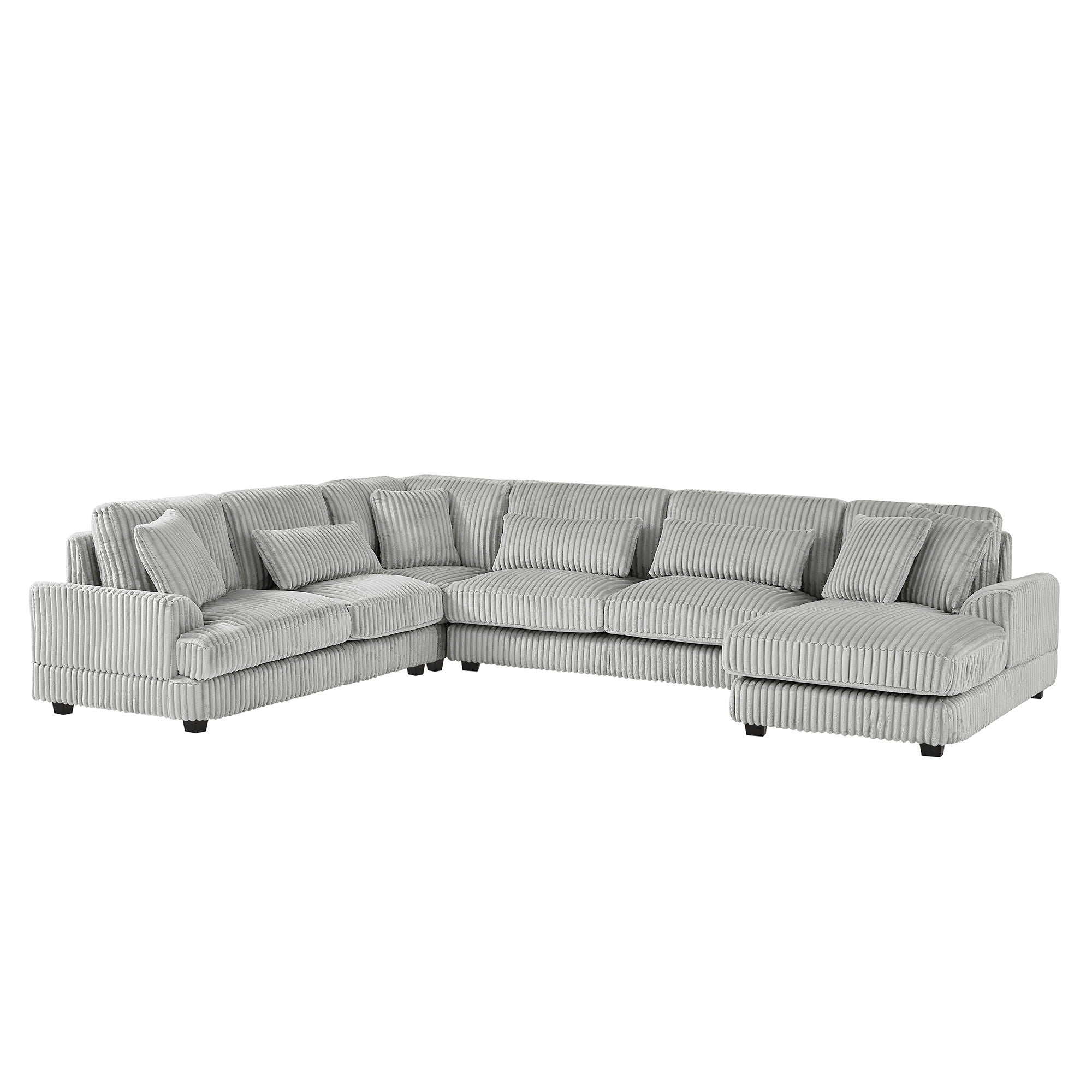 U - Shaped Sectional Sofa With Chaise Lounge, Oversized Living Room Sofa - Gray