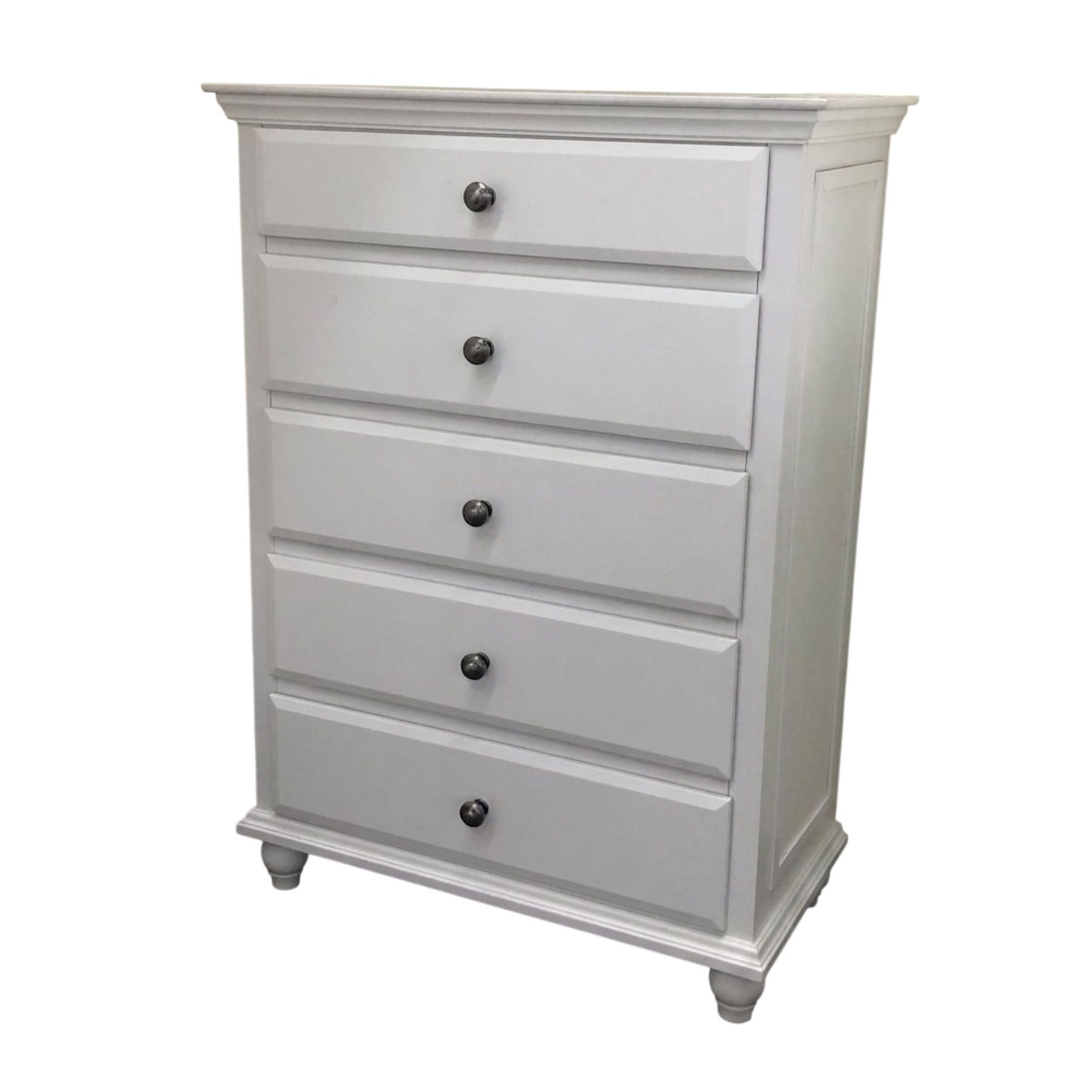 1 Piece Chest 5 Drawers Knob Handles Bedroom Furniture - White