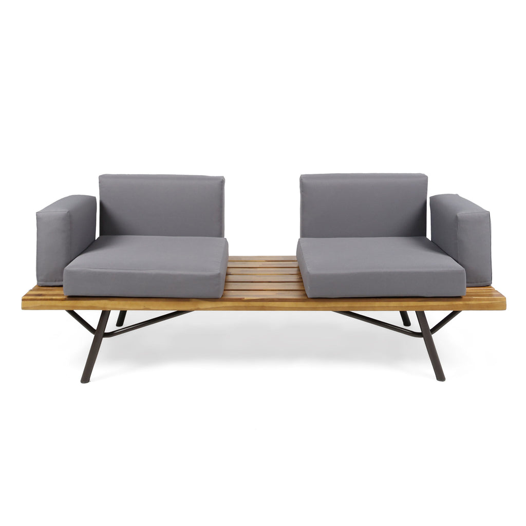 2 Piece Patio Set With Loveseat And Coffee Table - Natural / Gray