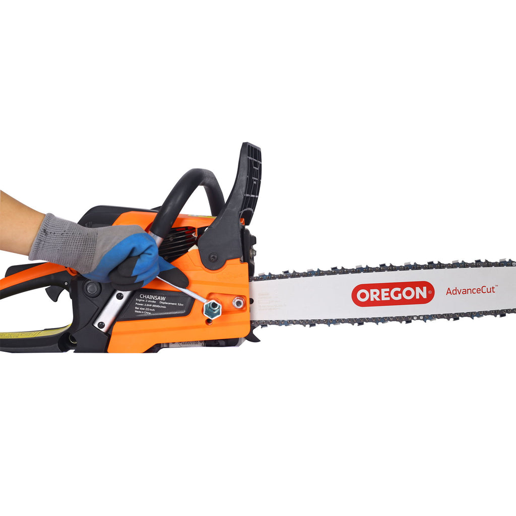 Gasoline Chainsaw 20" 52Cc For Tree And Wood Cutting - Orange