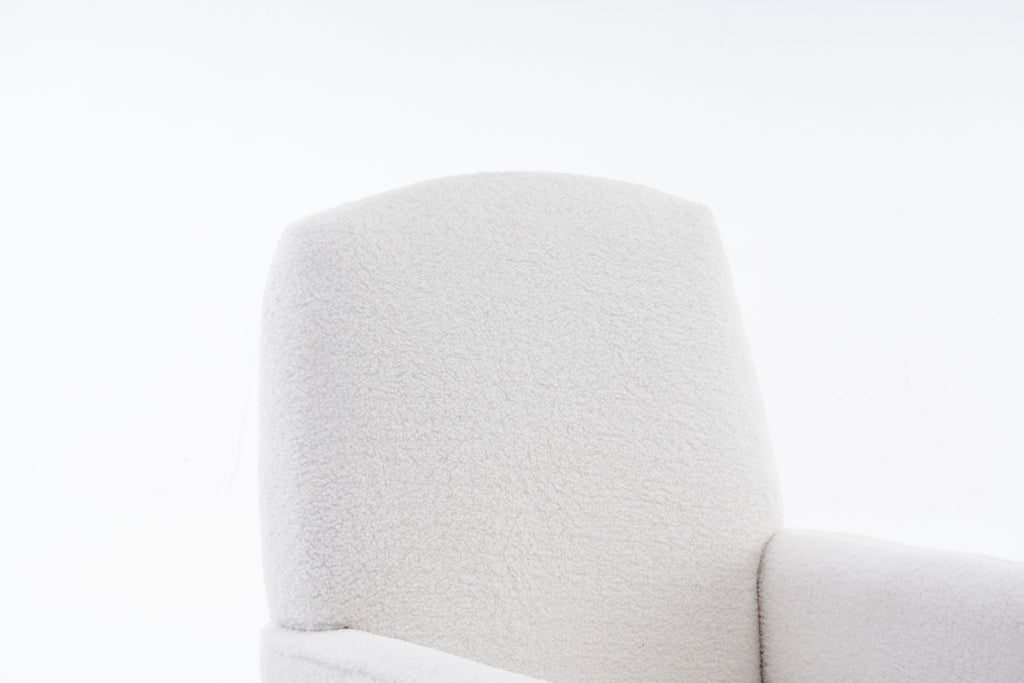 Teddy Fabric Nursery Rocking Chair With Adjustable Footrest - Ivory