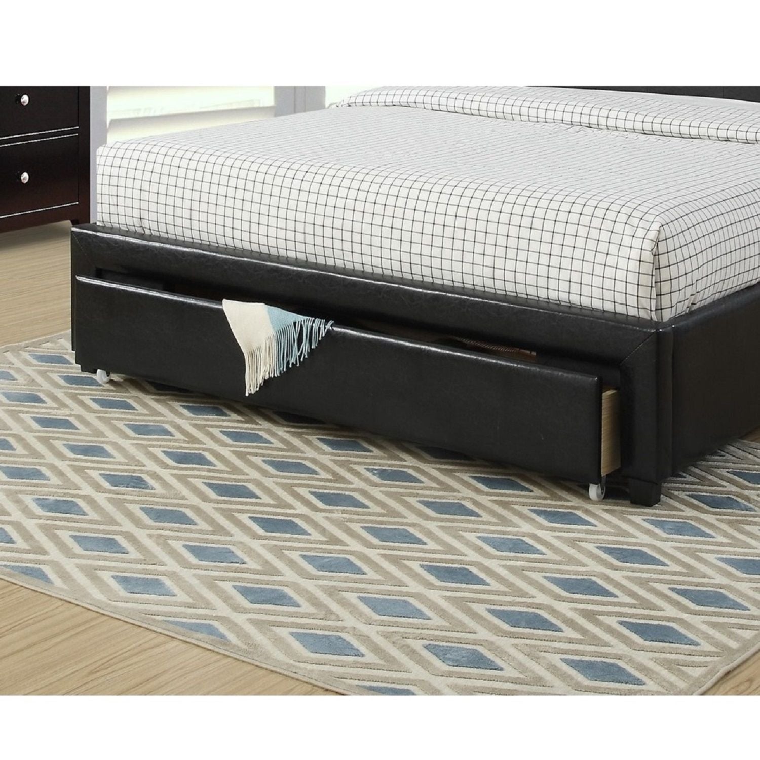 Bed With Tufted Headboard And Storage Drawer