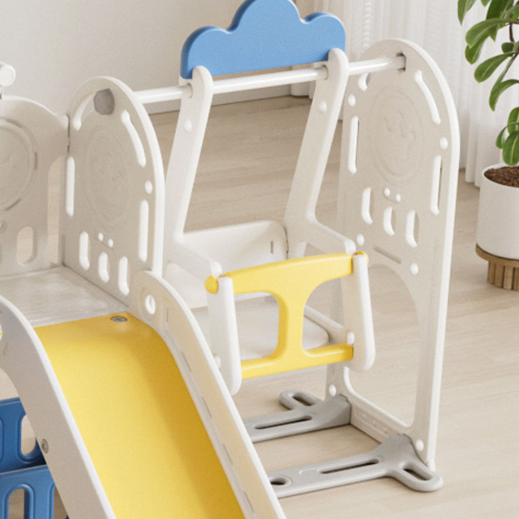 Oddler Slide Kids Slide For Toddlers, Playground With Basketball Hoop, Extra Long Aisle, Strong Swing - Blue / Yellow