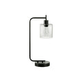 Lighting, Table Lamp, USB Port Included, Glass Shade, Modern - Black