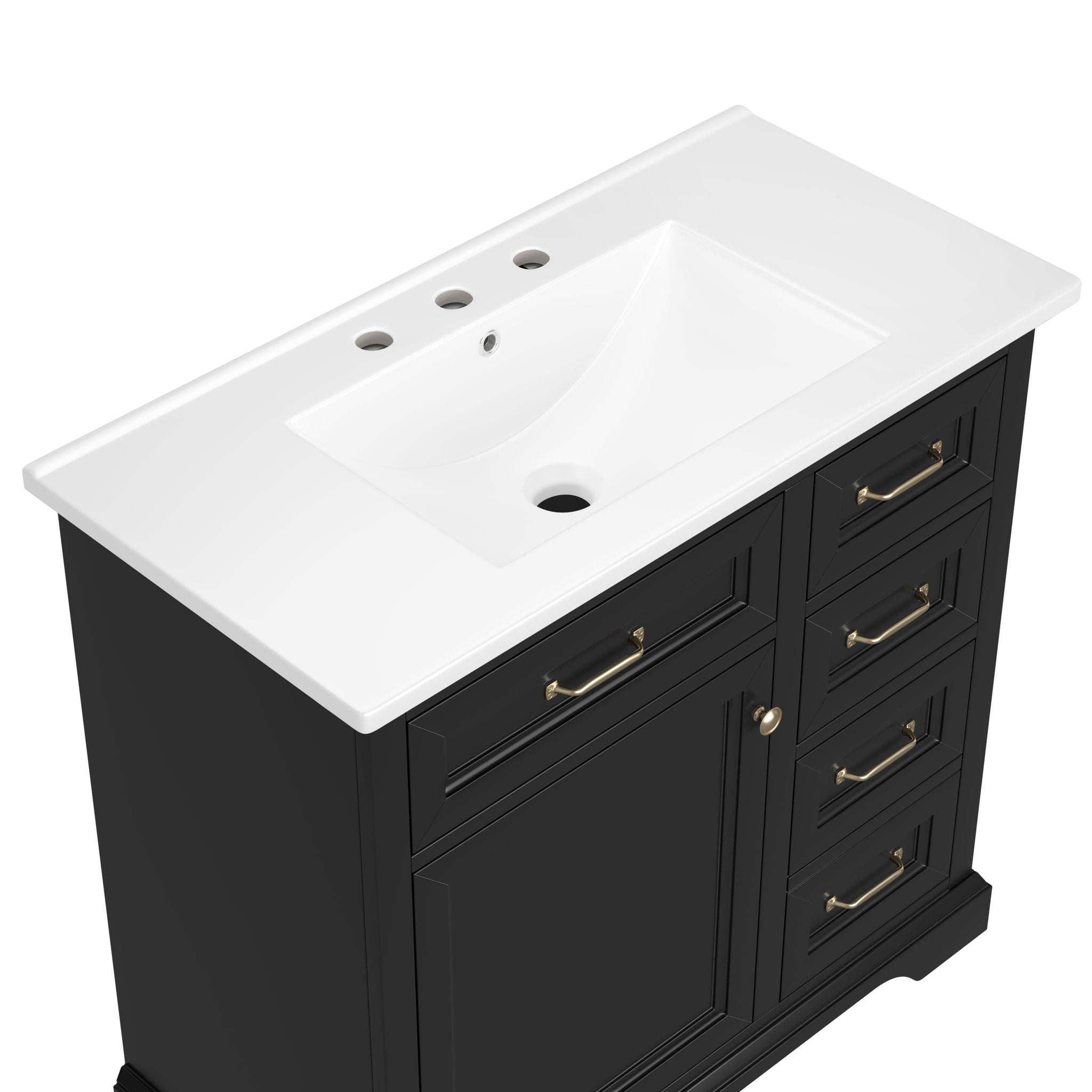 36" Bathroom Vanity With Sink, 2 Tip Out Drawers, Soft Close Hinges