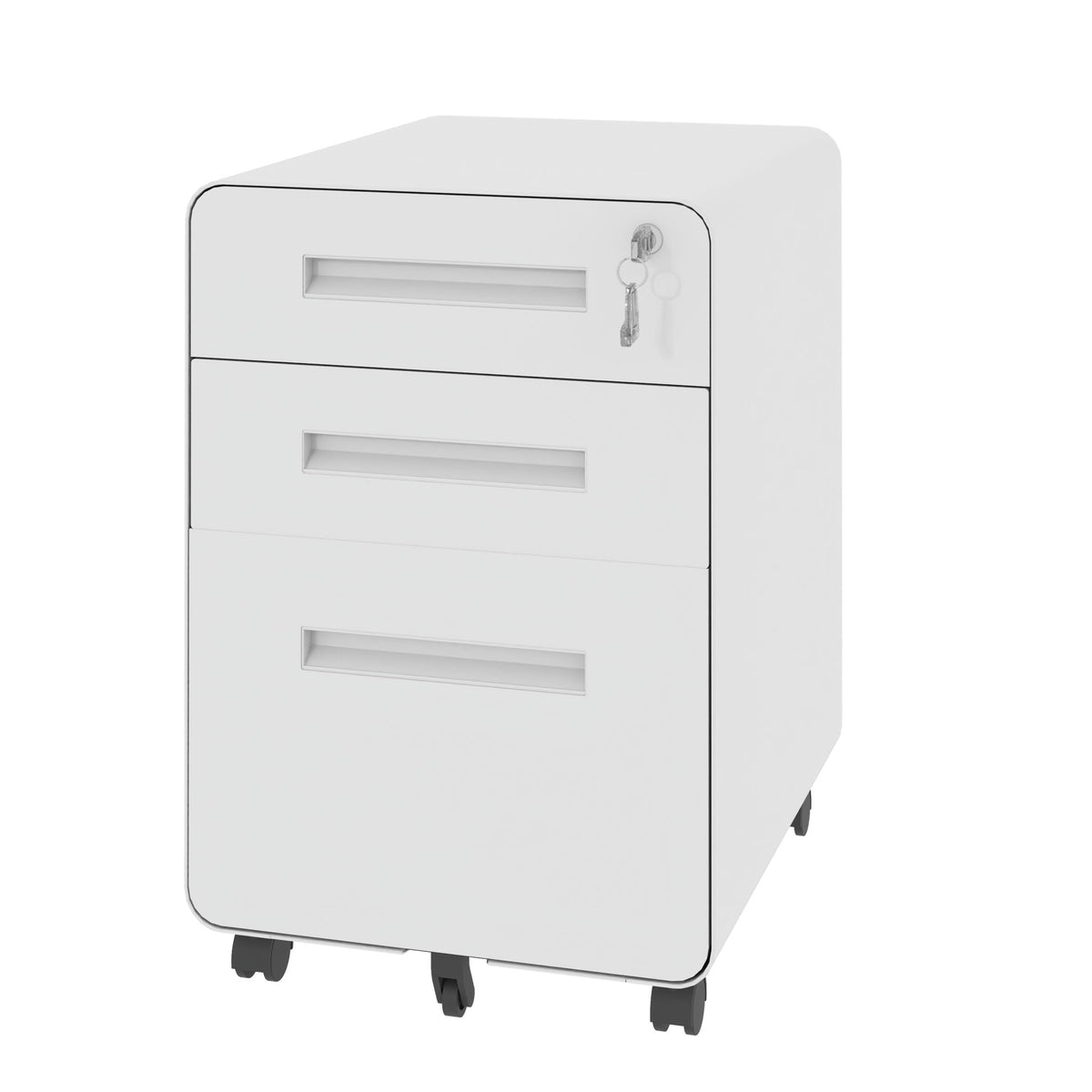 3-Drawer Mobile File Cabinet With Lock, On Casters, Holds A4/Letter Files