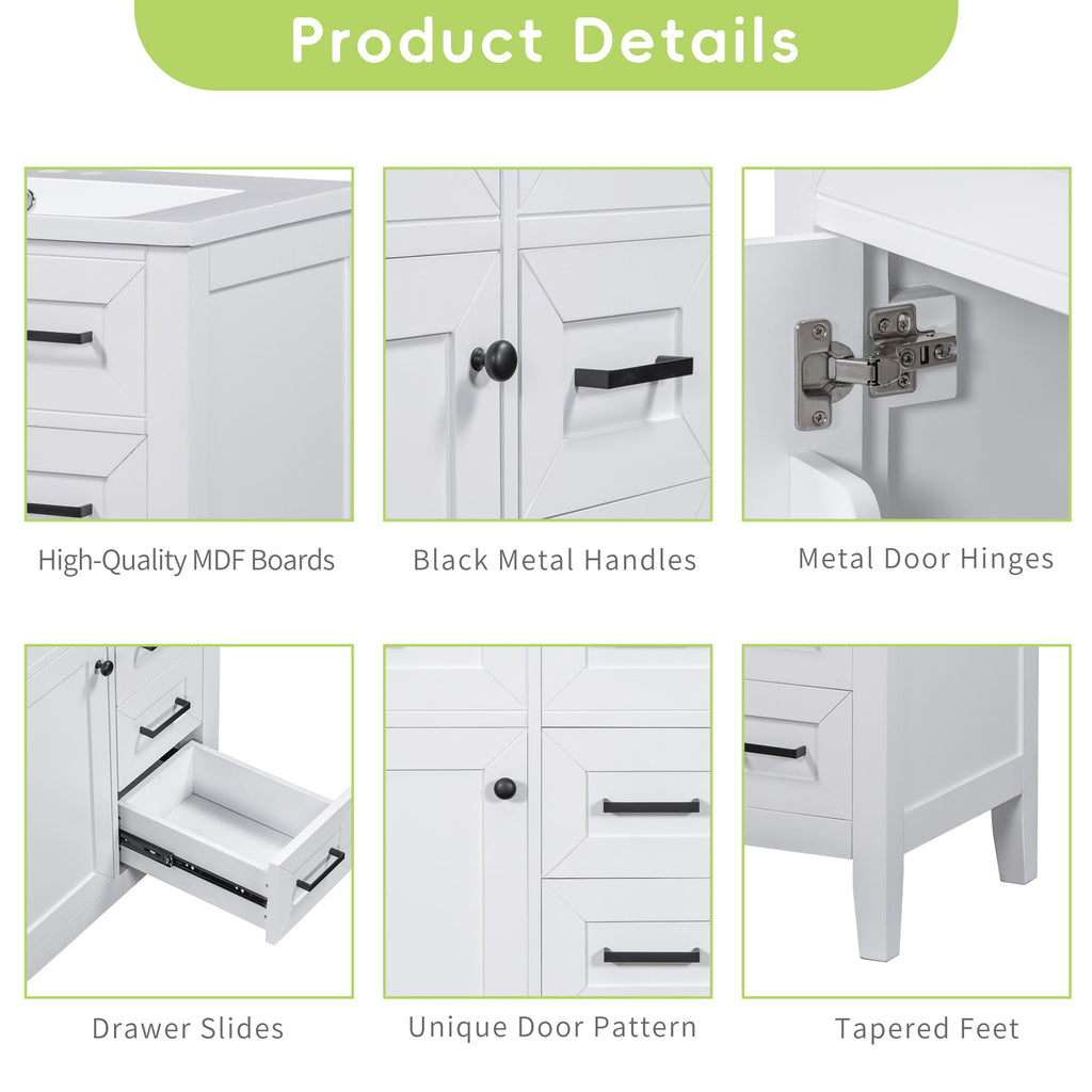 Modern Bathroom Vanity Base Only With Drawers, Freestanding Design