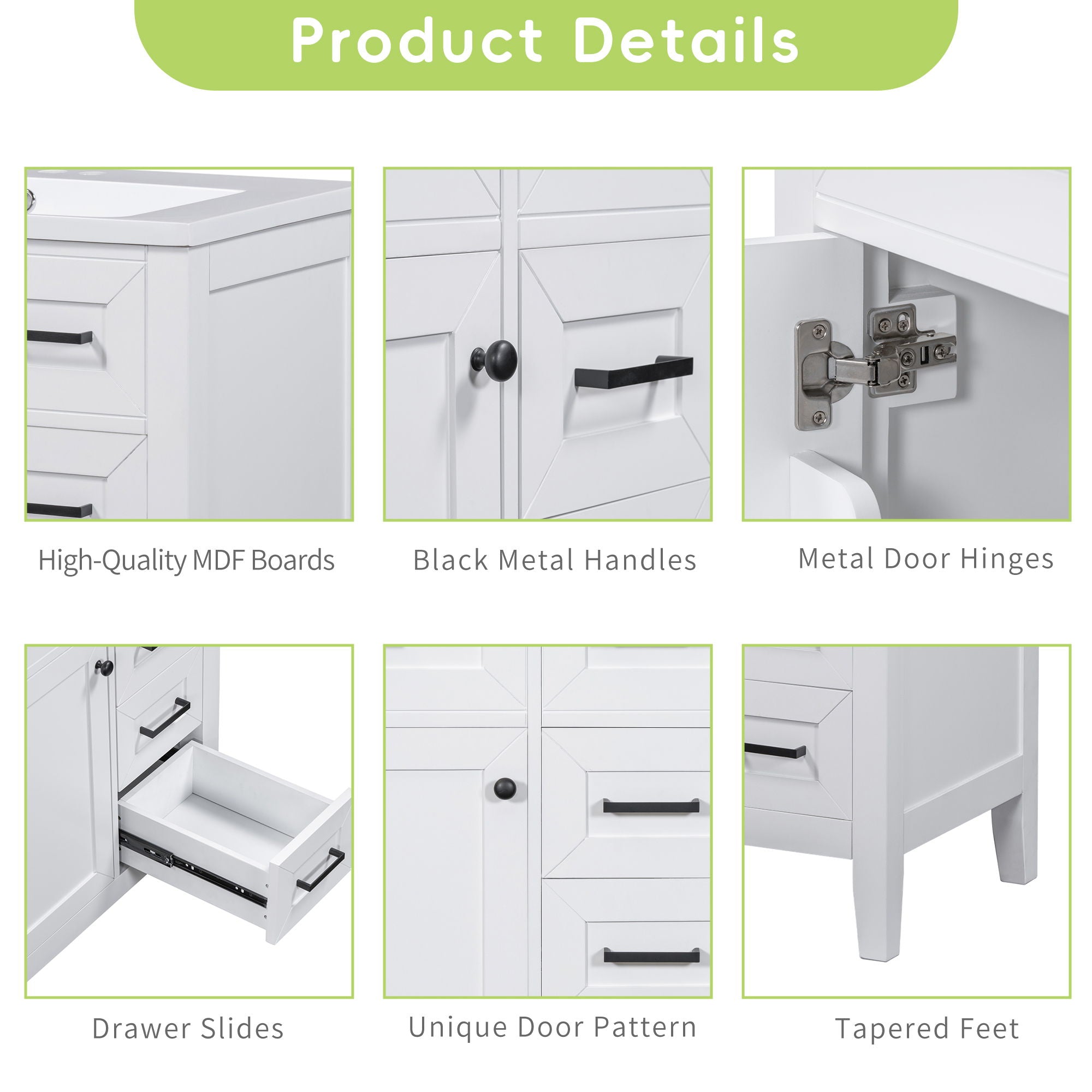 Modern Bathroom Vanity Base Only With Drawers, Freestanding Design