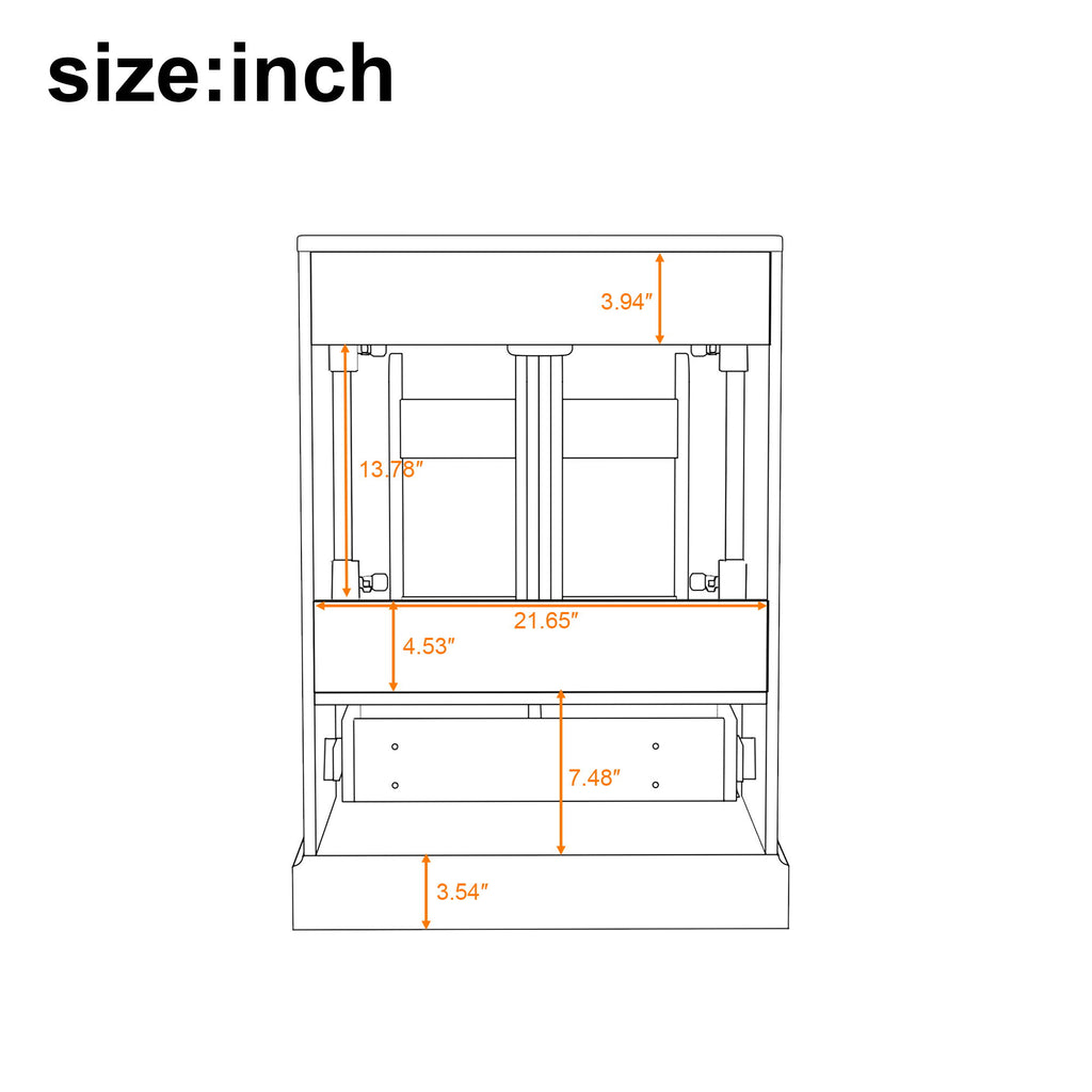 Bathroom Vanity With Sink, 1 Divided Drawer And 2 Soft Close Doors With Double Shelf