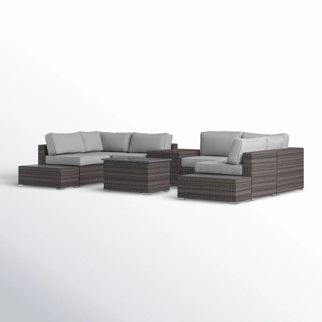 Wicker Sectional Seating Group With Cushions