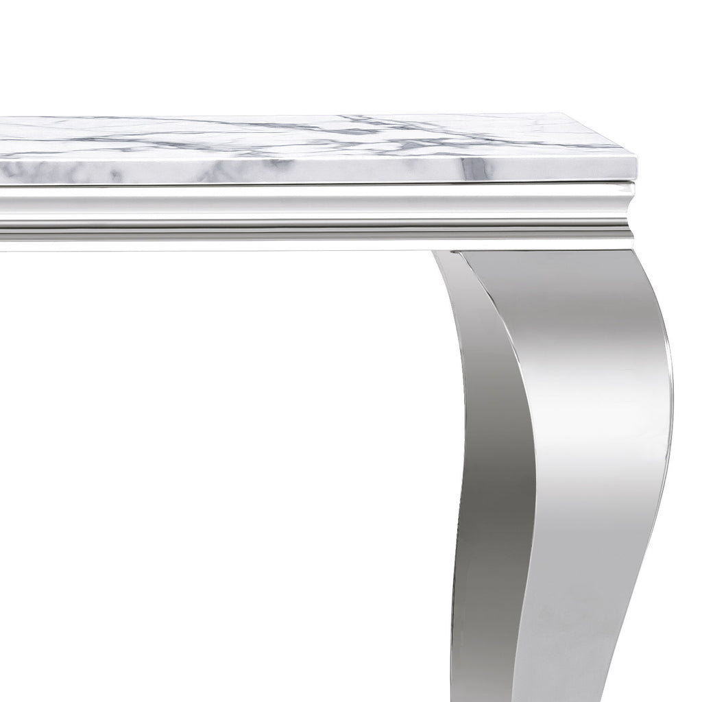 Marble Printed Rectangular Table, Stainless Steel Legs