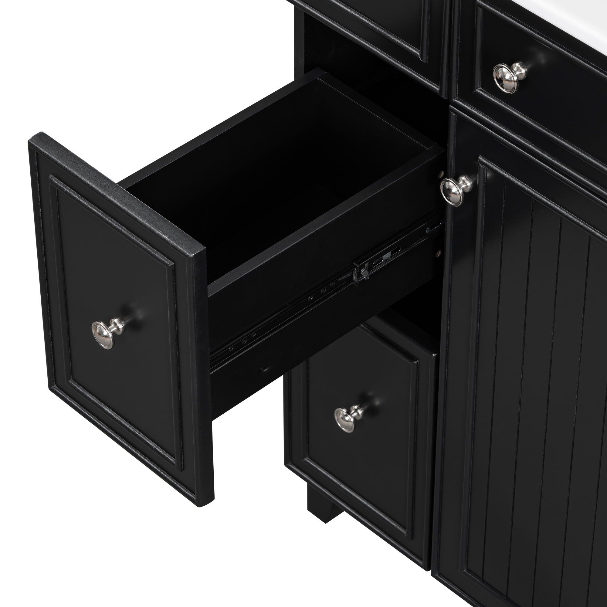 Transitional Style Bathroom Vanity Cabinet With Ceramic Sink