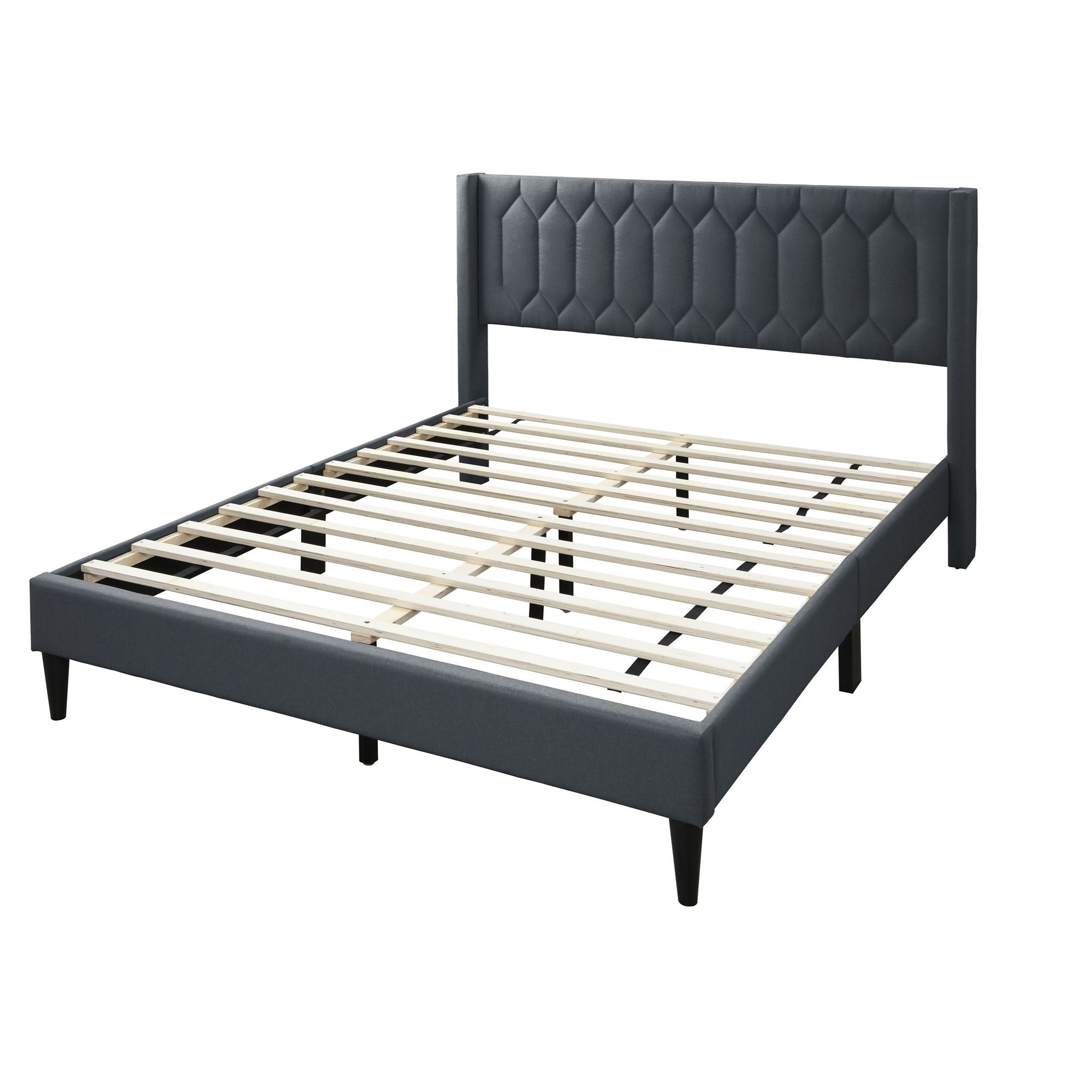 Platform Bed With Diamond Tufted Headboard