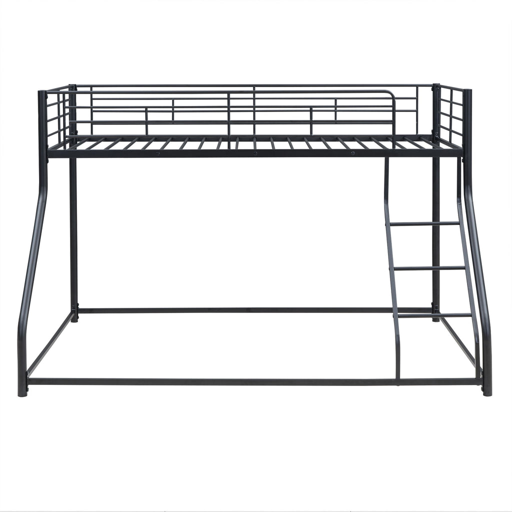 Metal Floor Bunk Bed With Sloped Ladder, Space Saving Design