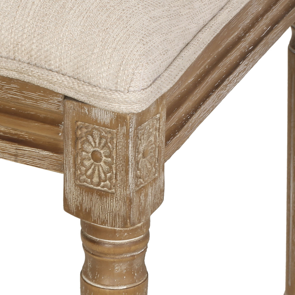 French Country Style Dining Chair With Upholstered Seating And Fluted Legs