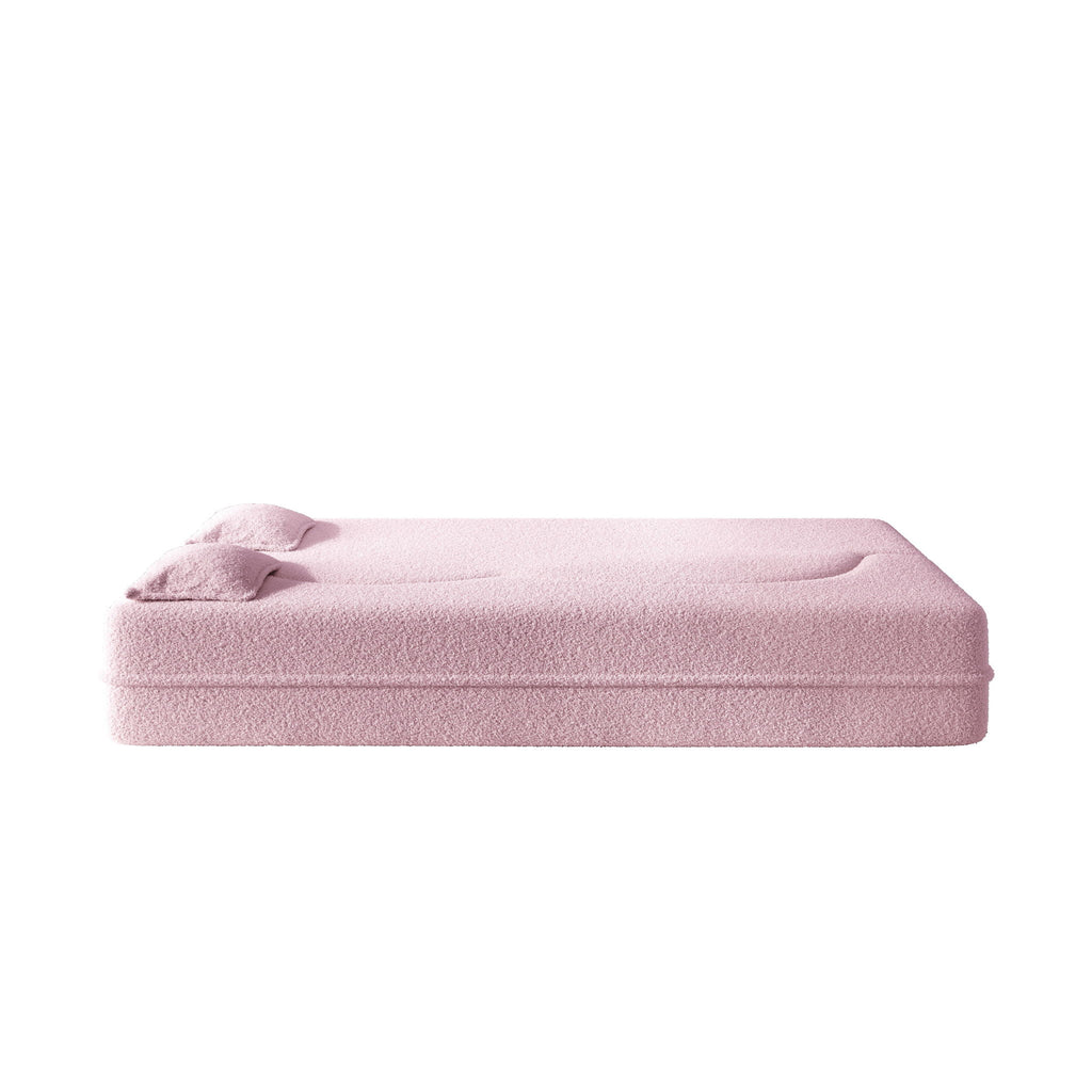 Modern Floor Sleeper Sofa Bed With 2 Pillows, Convertible Twin Size Folding Mattress For Living Room