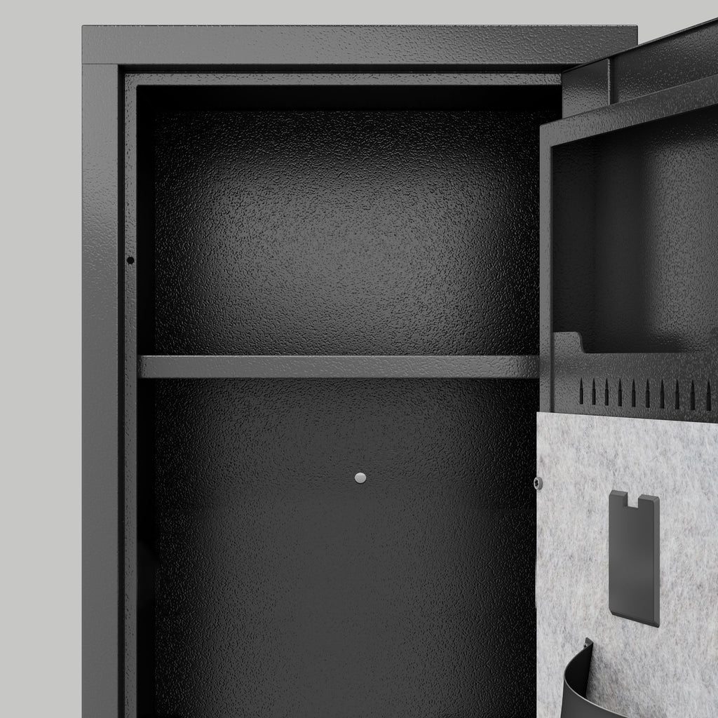 Rifle Safe, Biometric & Keypad Lock, Adjustable Gun Racks With Built In Alarm System