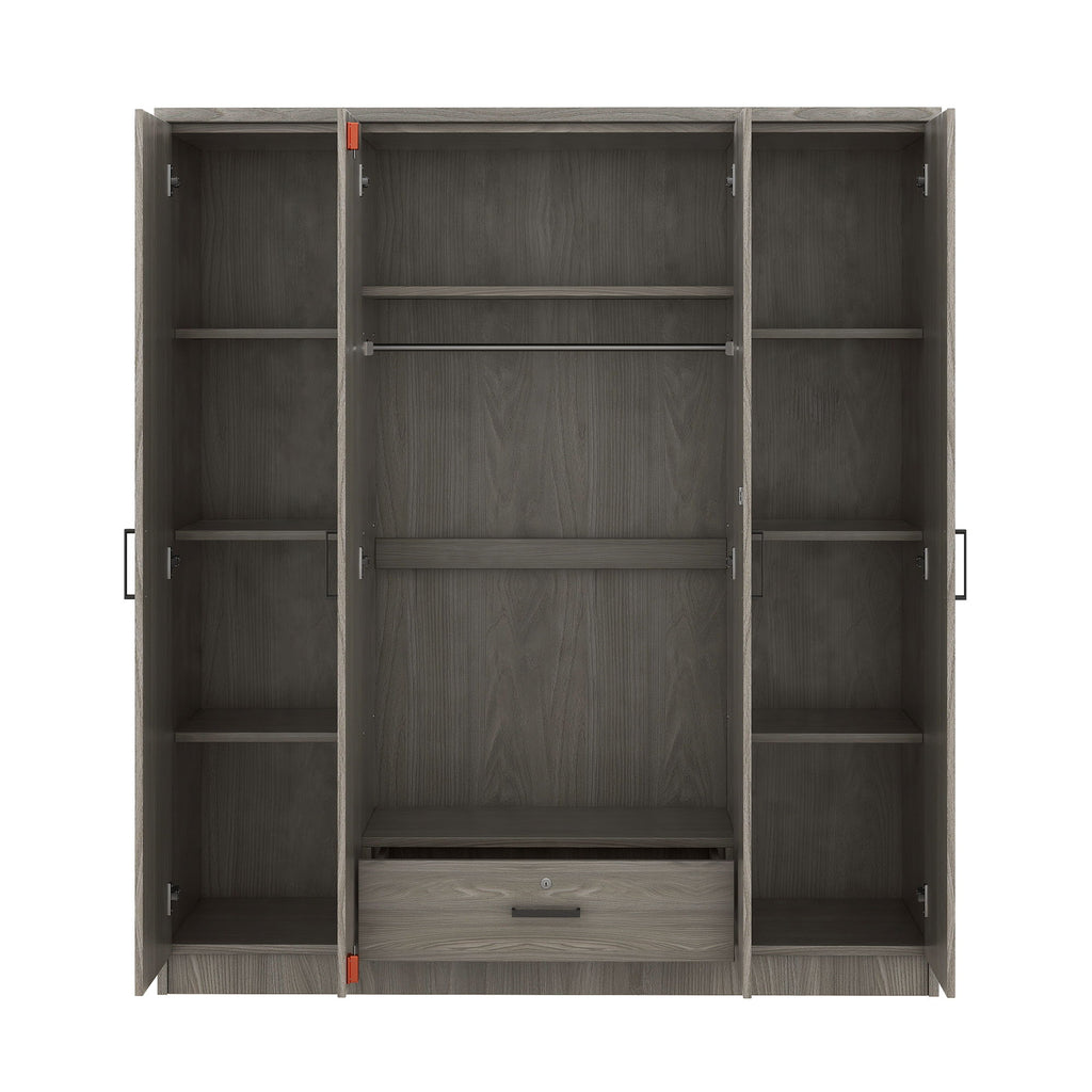 4 Door Wardrobe With 1 Drawer - Gray