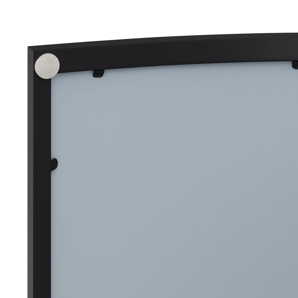 Arched Glass Double Door Wardrobe With Shatterproof Mirror, Open Shelf & Towel Rack