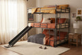Full Size House Loft Bed With Slide And Ladder - Black