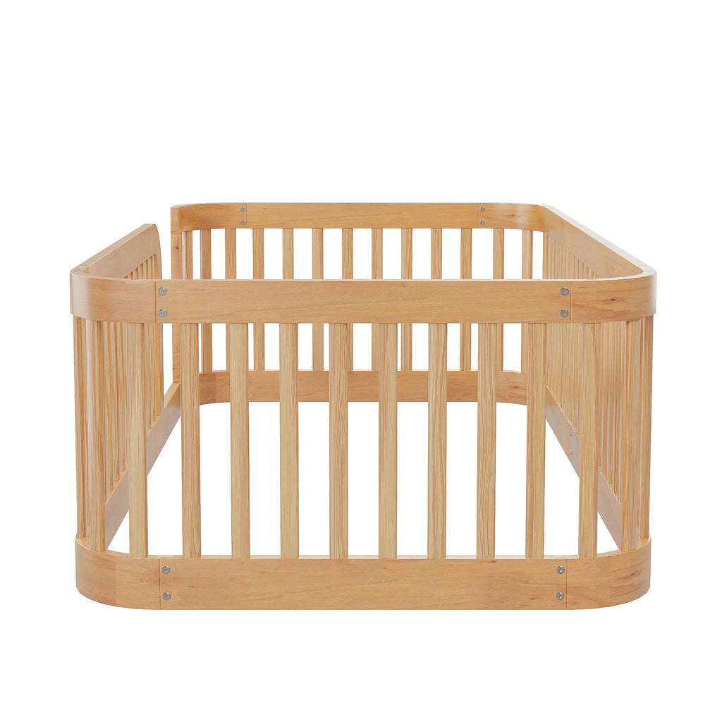 Wood Floor Bed Frame With Fence