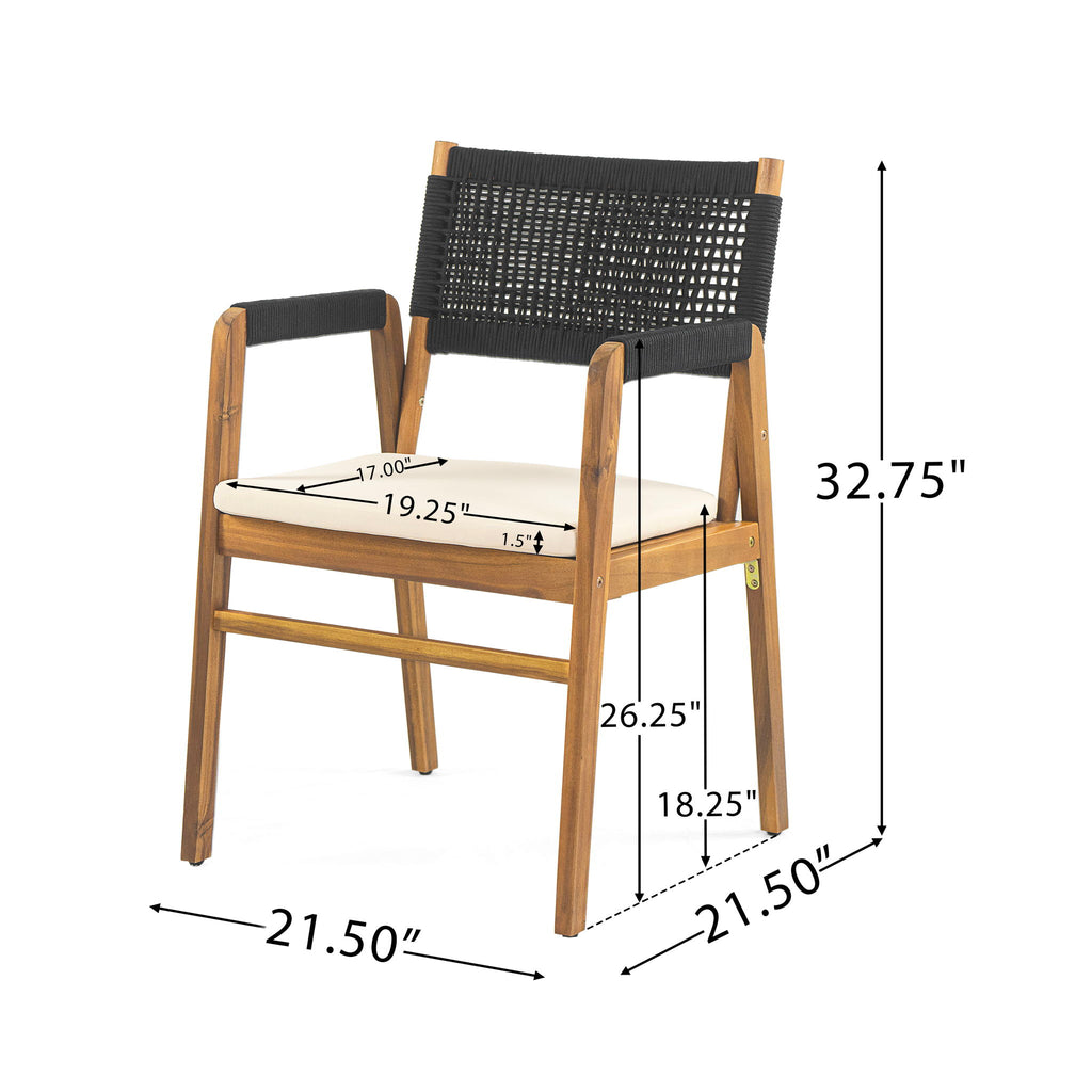 Outdoor 7 Piece Dining Set With Rope Woven Armchairs