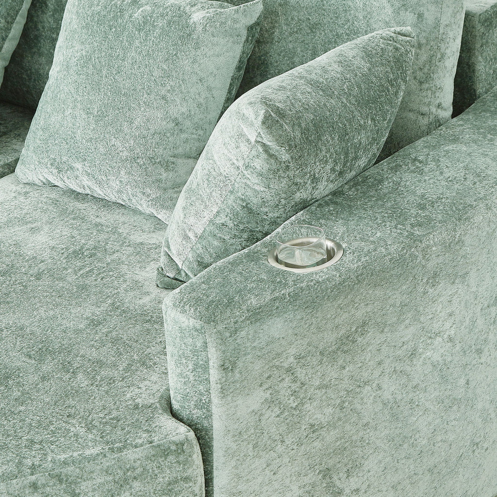 Boneless Design Upholstered Sofa Bed With Cup Holders