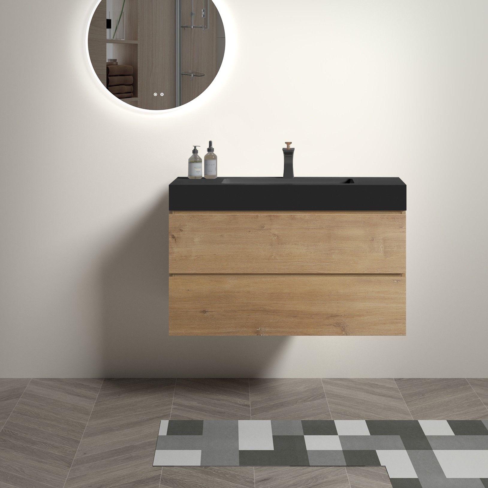 Alice - Bathroom Vanity With Sink, Large Storage, Wall Mounted
