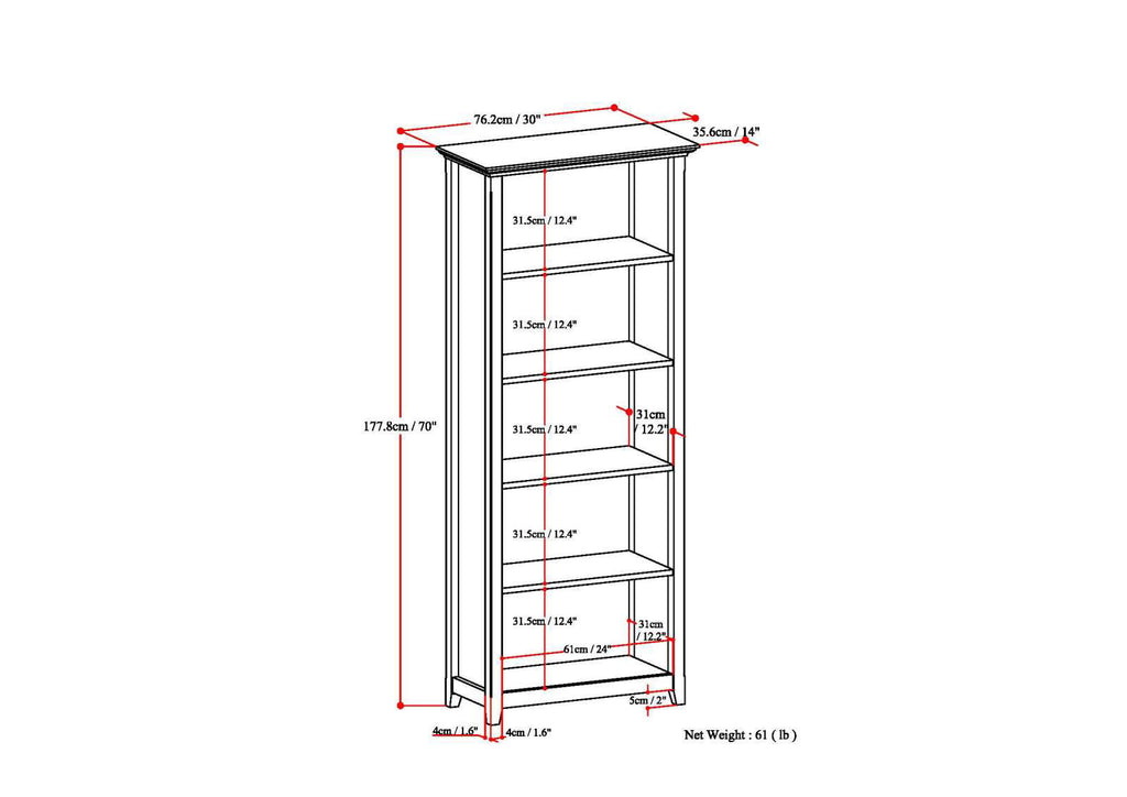 Amherst - 5 Shelf Bookcase - Light Brown