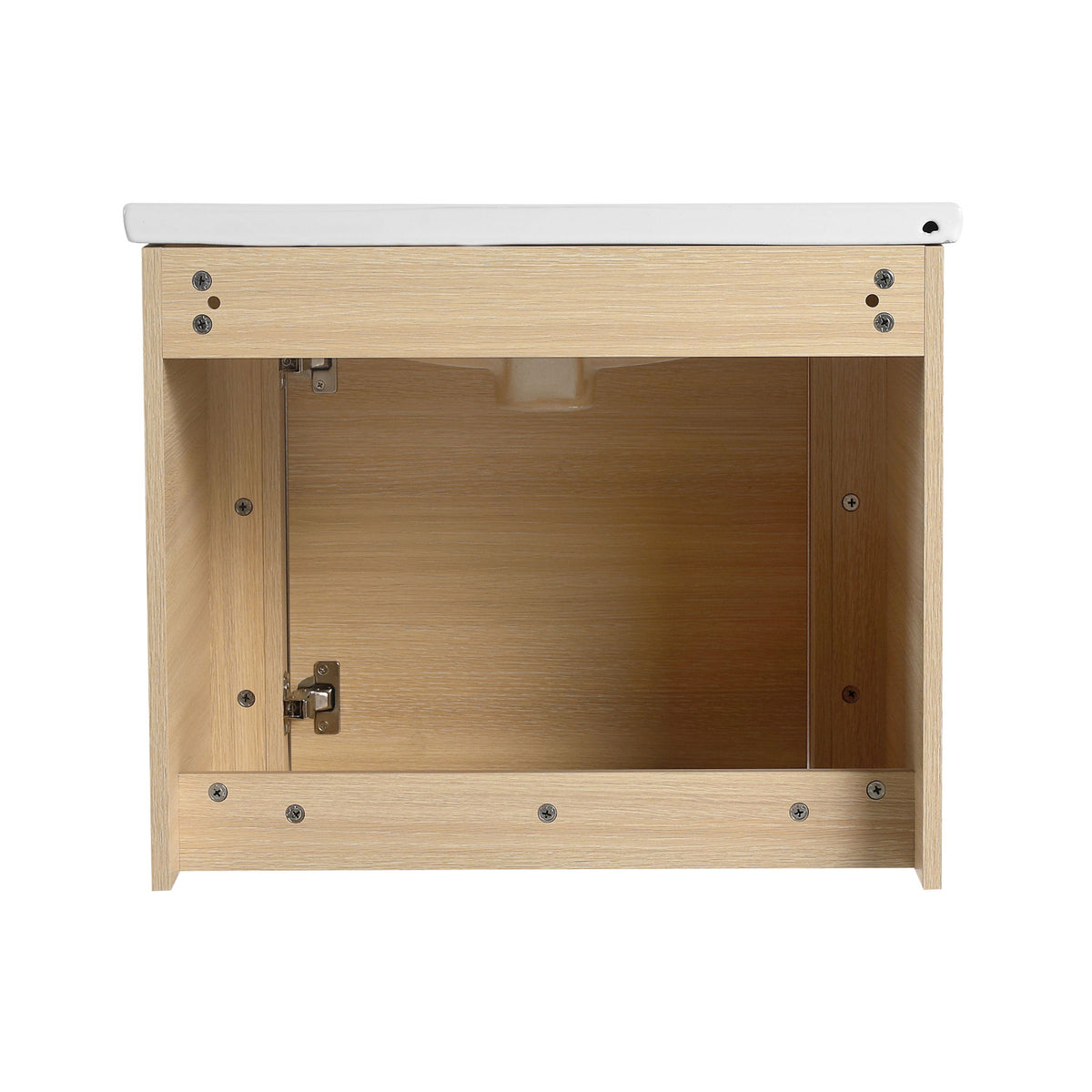 Wall Mounted Bathroom Vanity With Sink, Storage Shelves & Soft Close Door