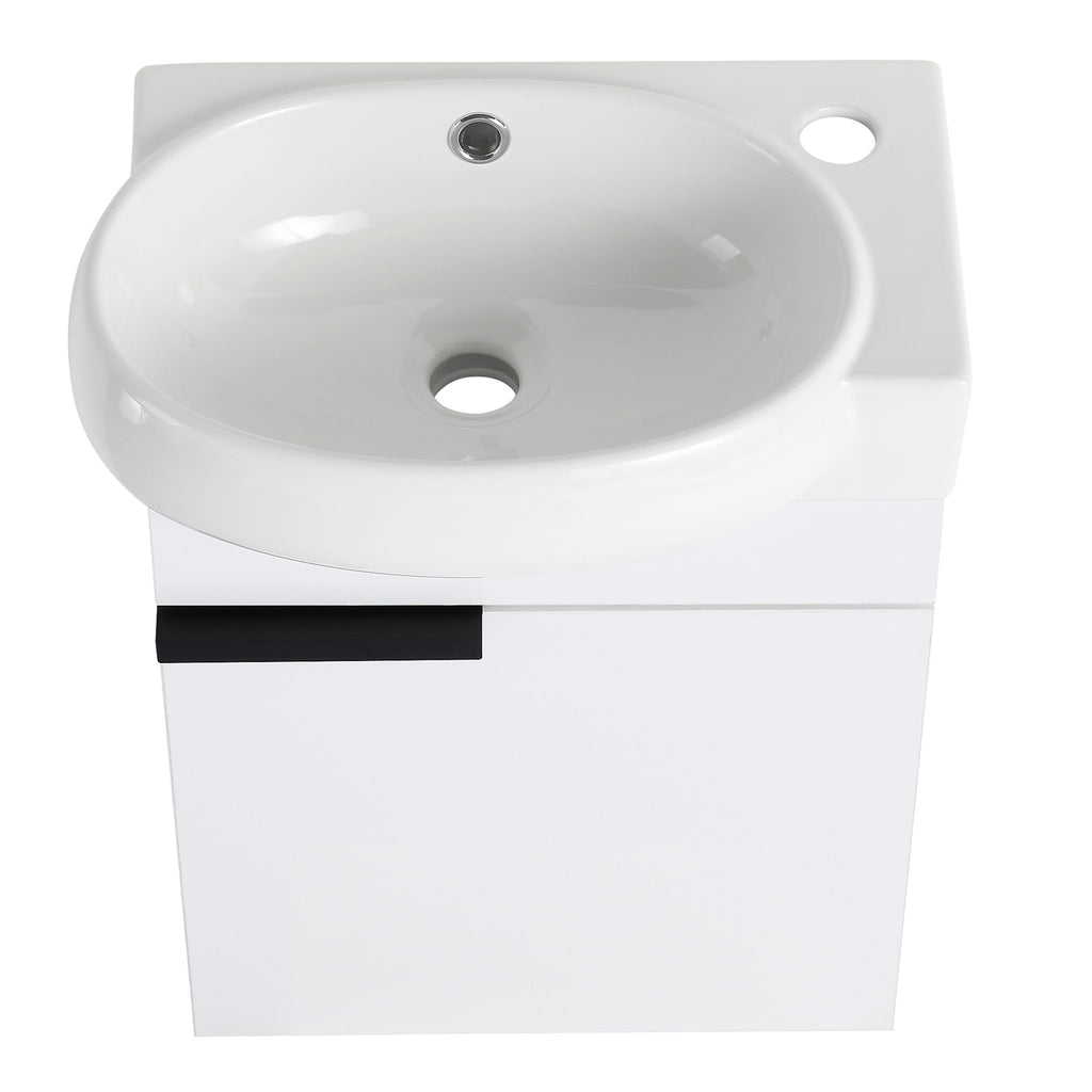 Soft Close Doors Bathroom Vanity With Sink, Compact Wall Mounted Design Basin