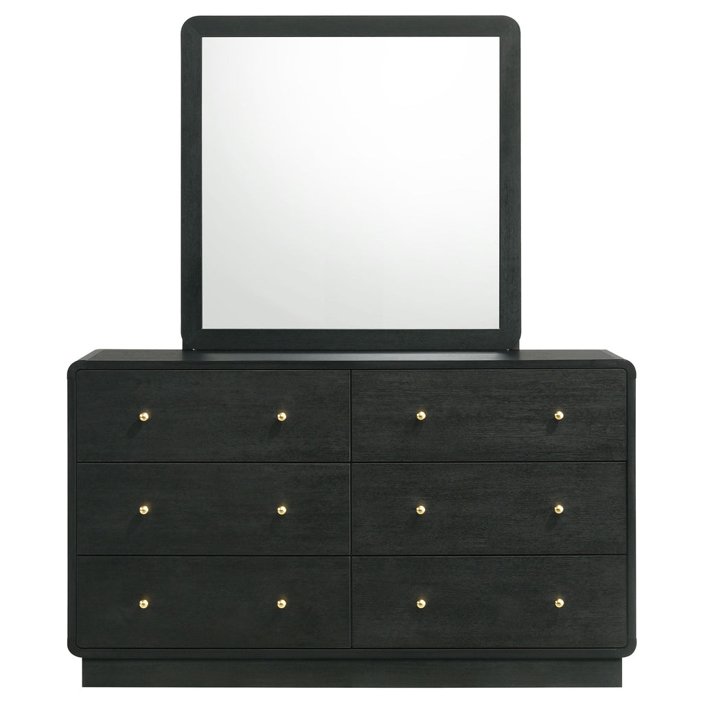 Burton - 6 Drawer Dresser With Mirror - Black