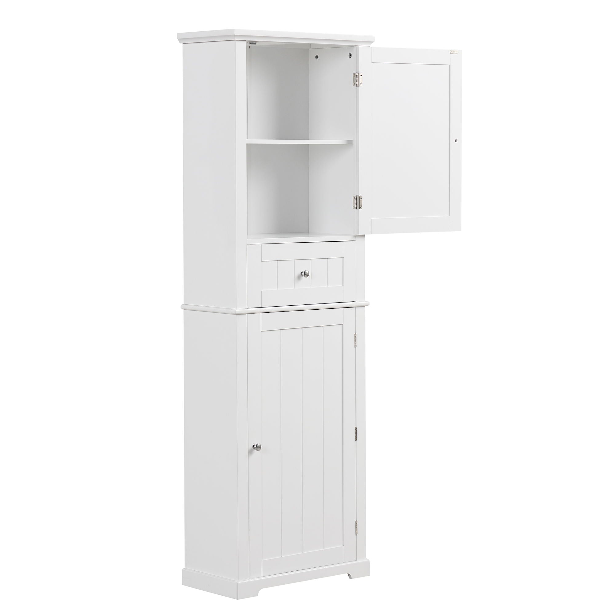 Tall Freestanding Bathroom Storage Cabinet With Drawer And Adjustable Shelf