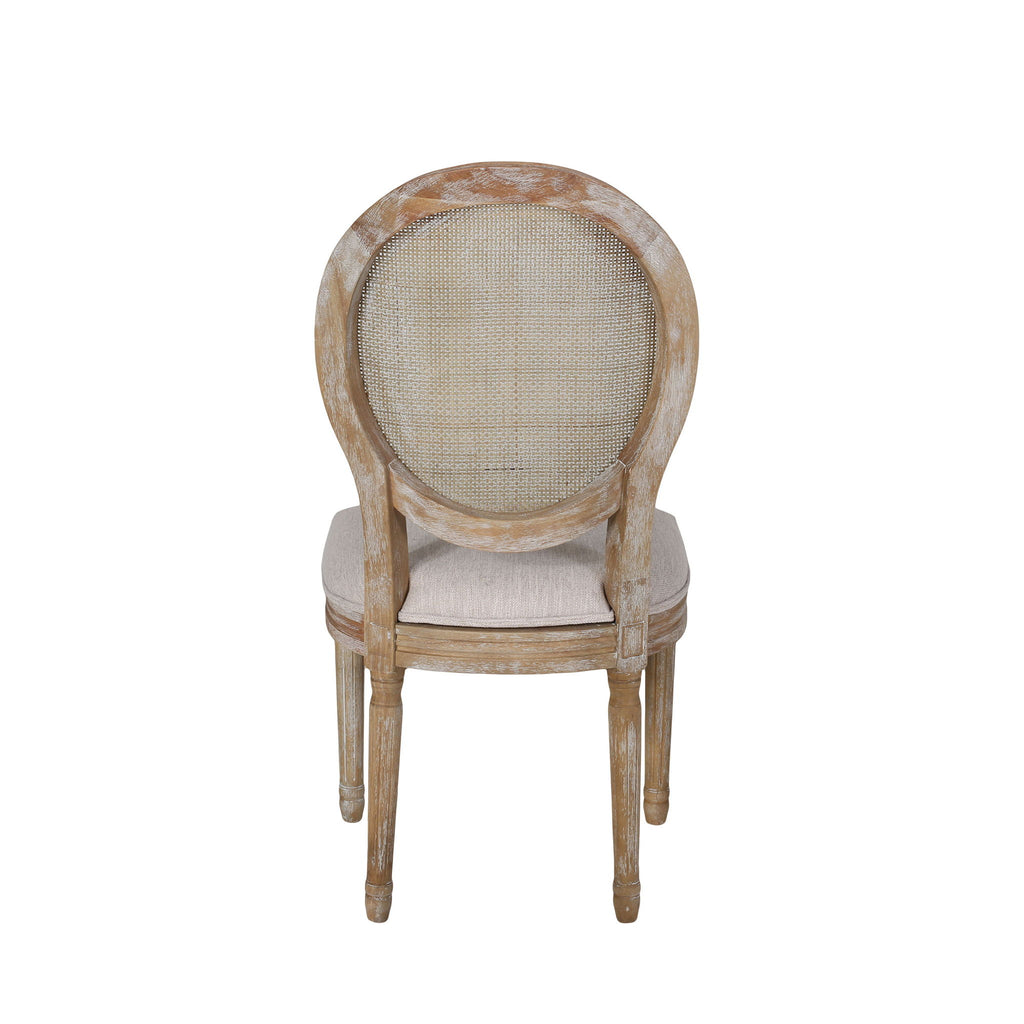 Elegant Dining Chair Set With Cane And Fabric Upholstery