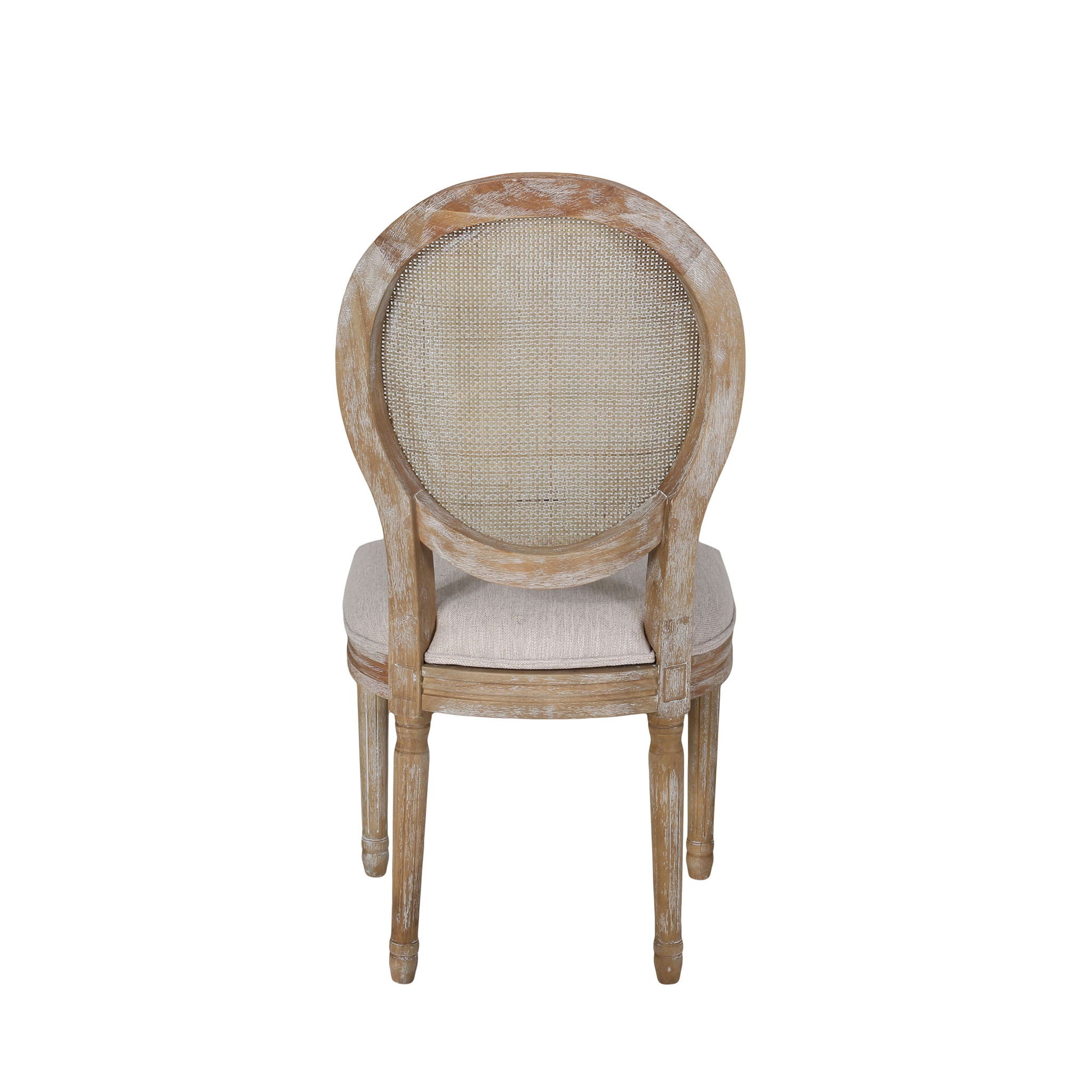 Elegant Dining Chair Set With Cane And Fabric Upholstery